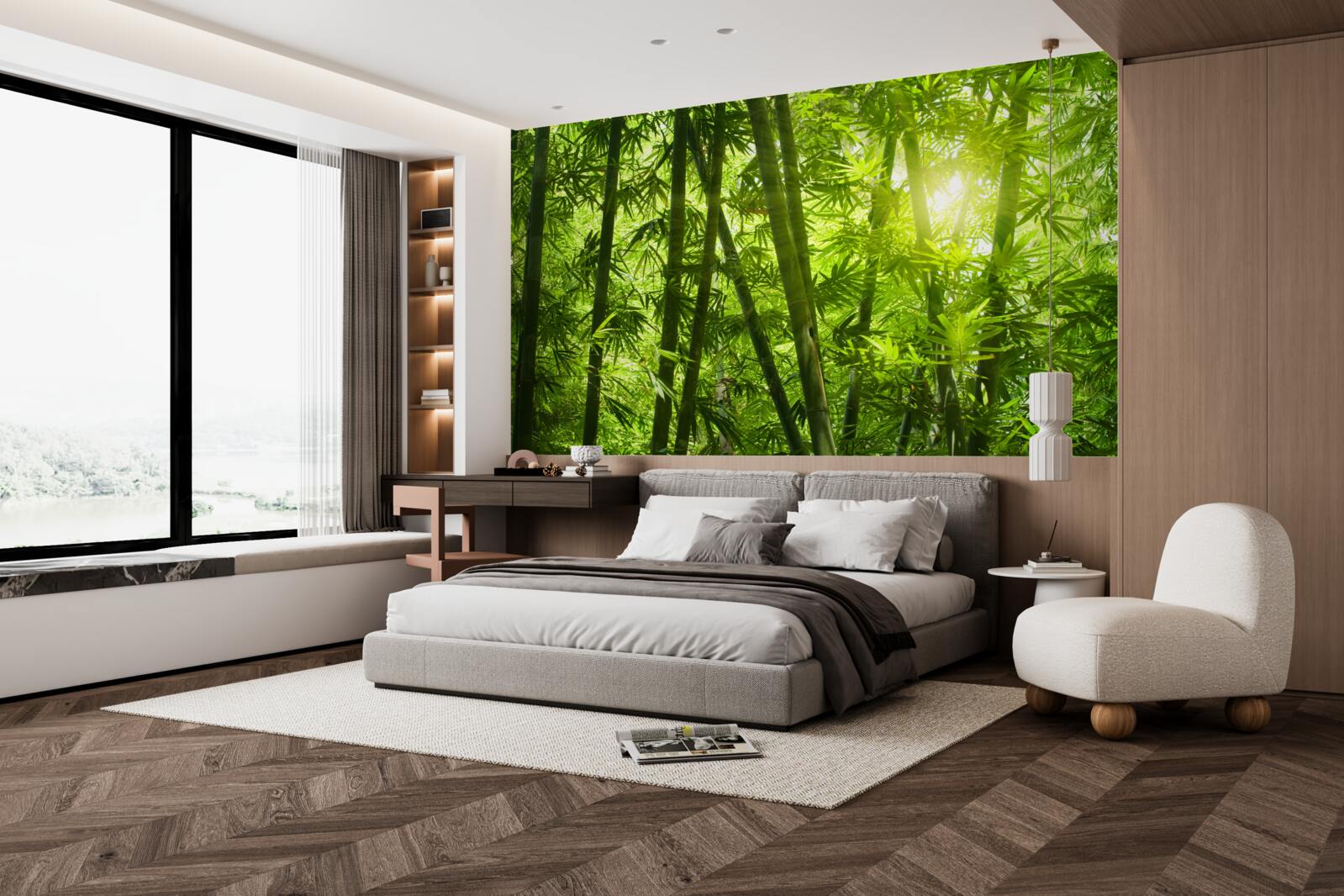 Papier peint le soleil tente de pénétrer dans la forêt dense