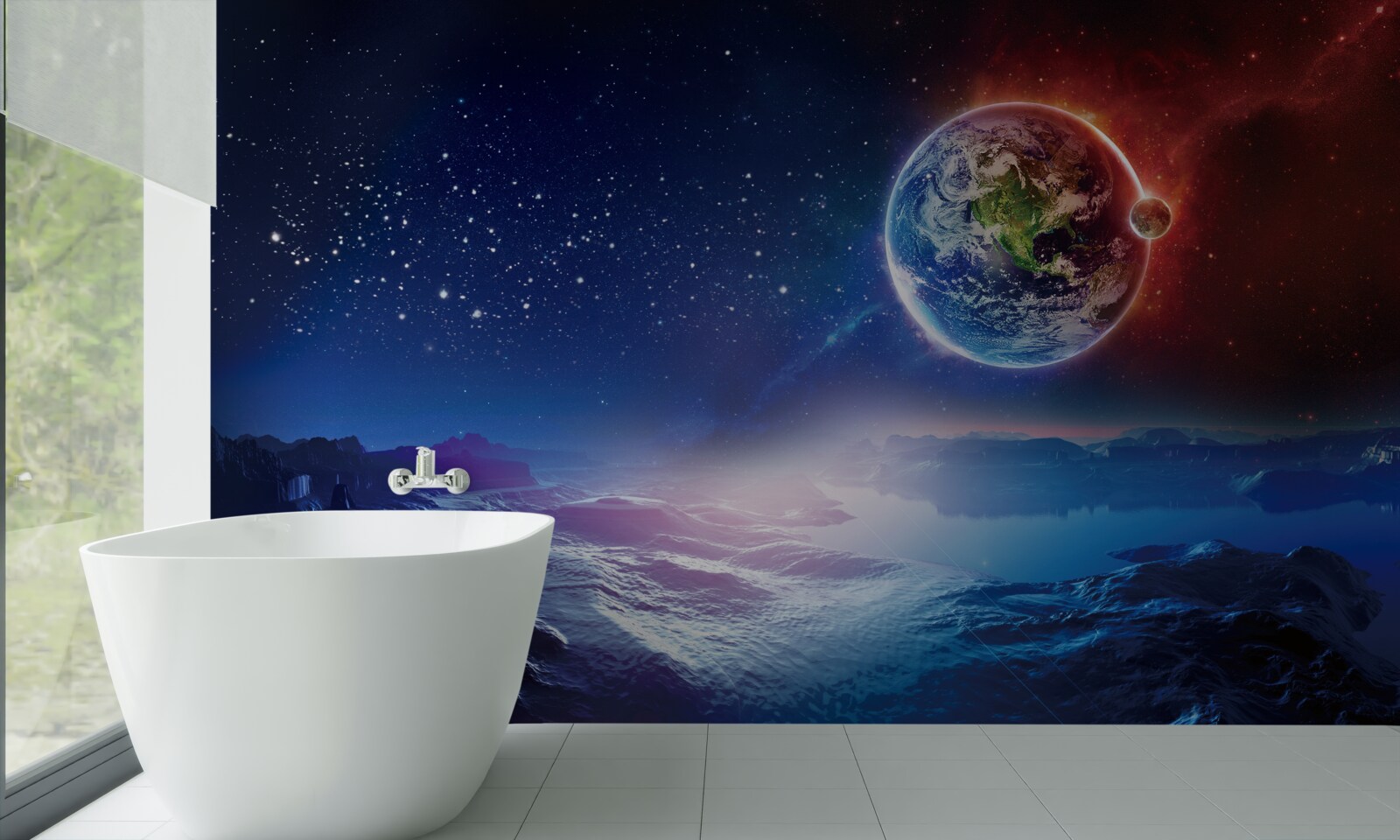 Papier peint vue de la terre depuis une autre planète