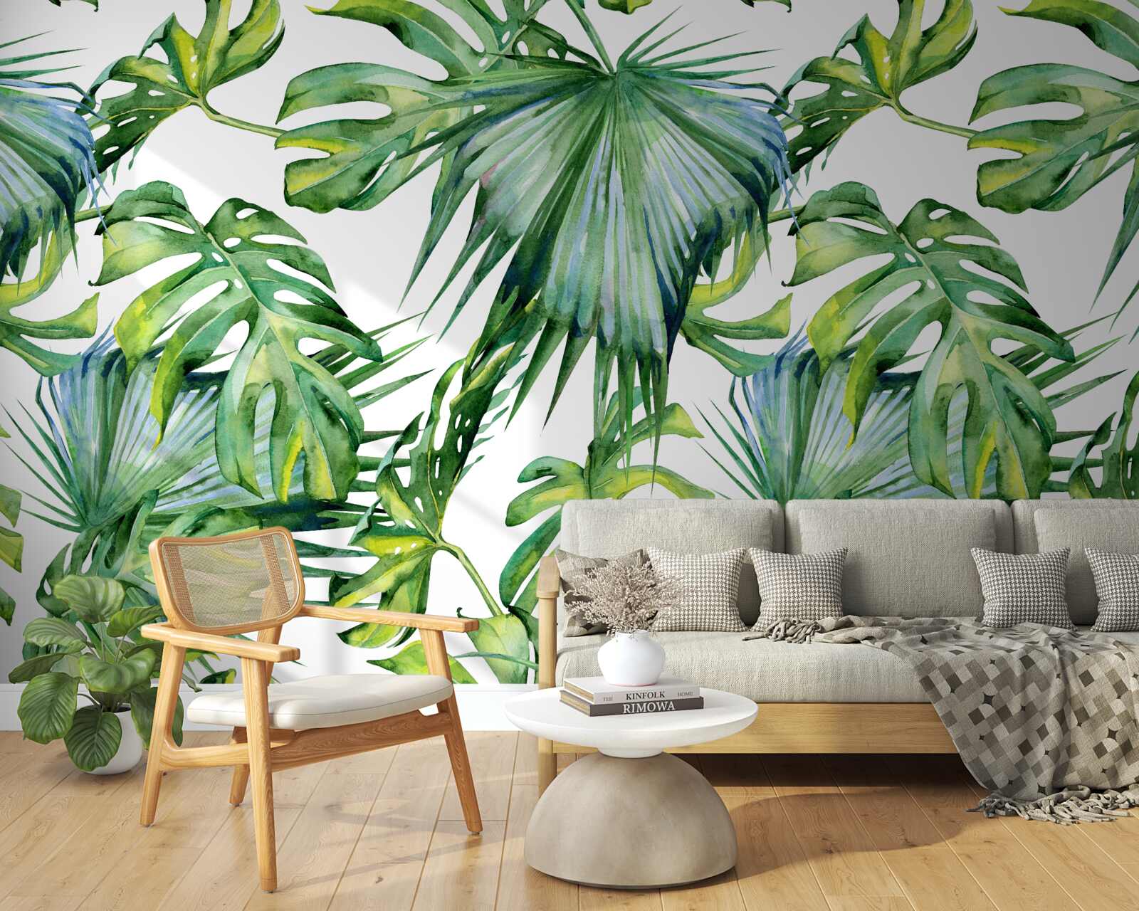 Papier peint grande variété de plantes vertes