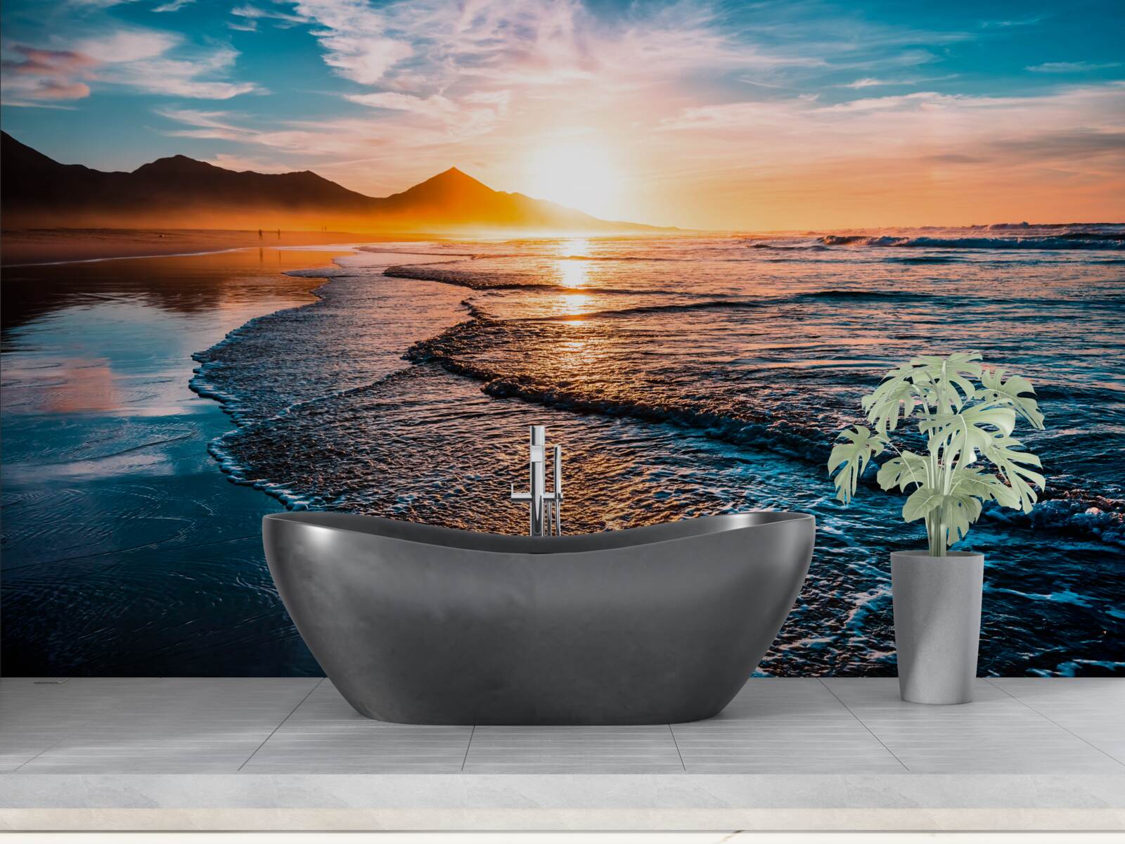 Papier peint l'eau reflète les rayons du soleil