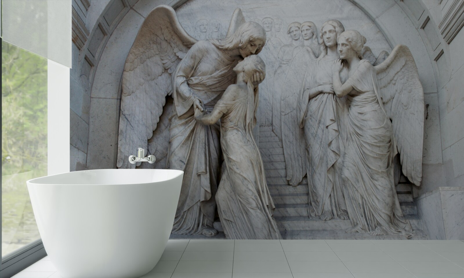 Papier peint composition de sculptures d'anges