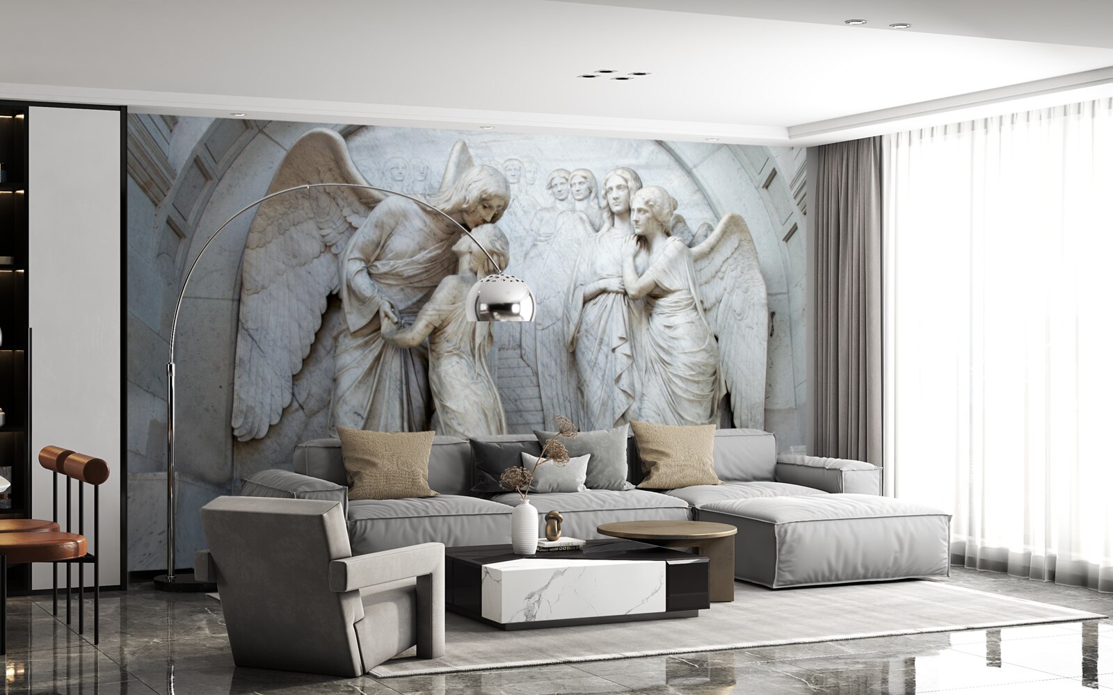 Papier peint composition de sculptures d'anges