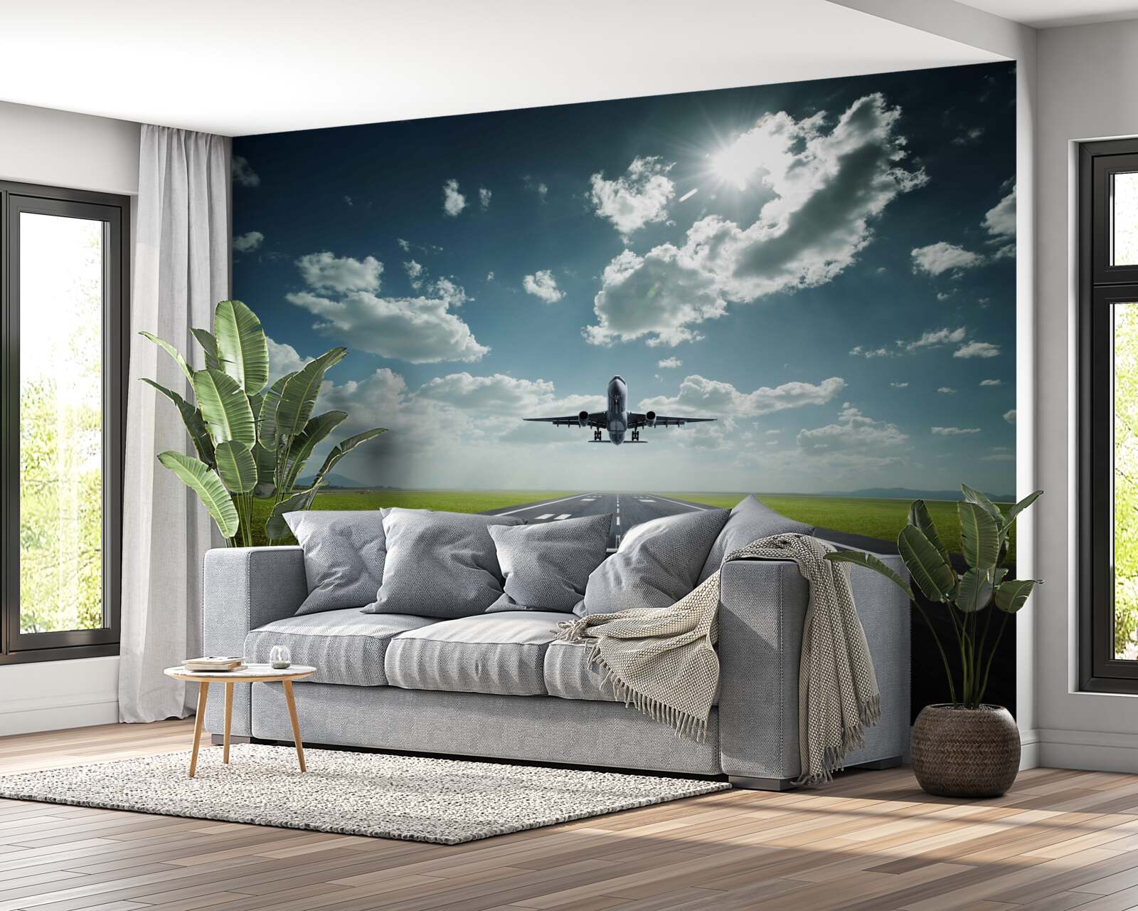 Papier peint l'avion décolle de la piste
