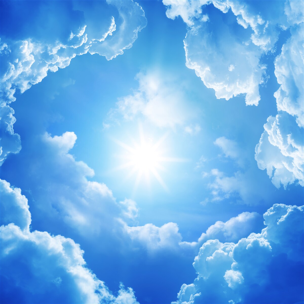 Papier peint nuages et soleil