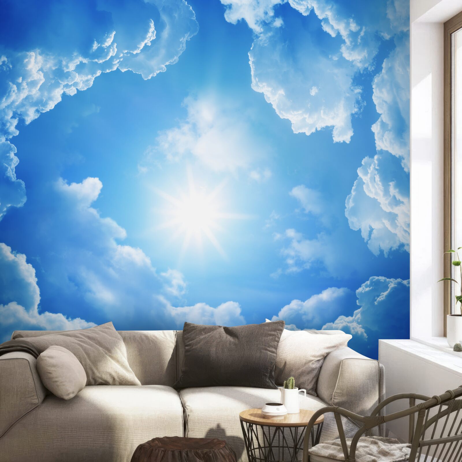 Papier peint nuages et soleil