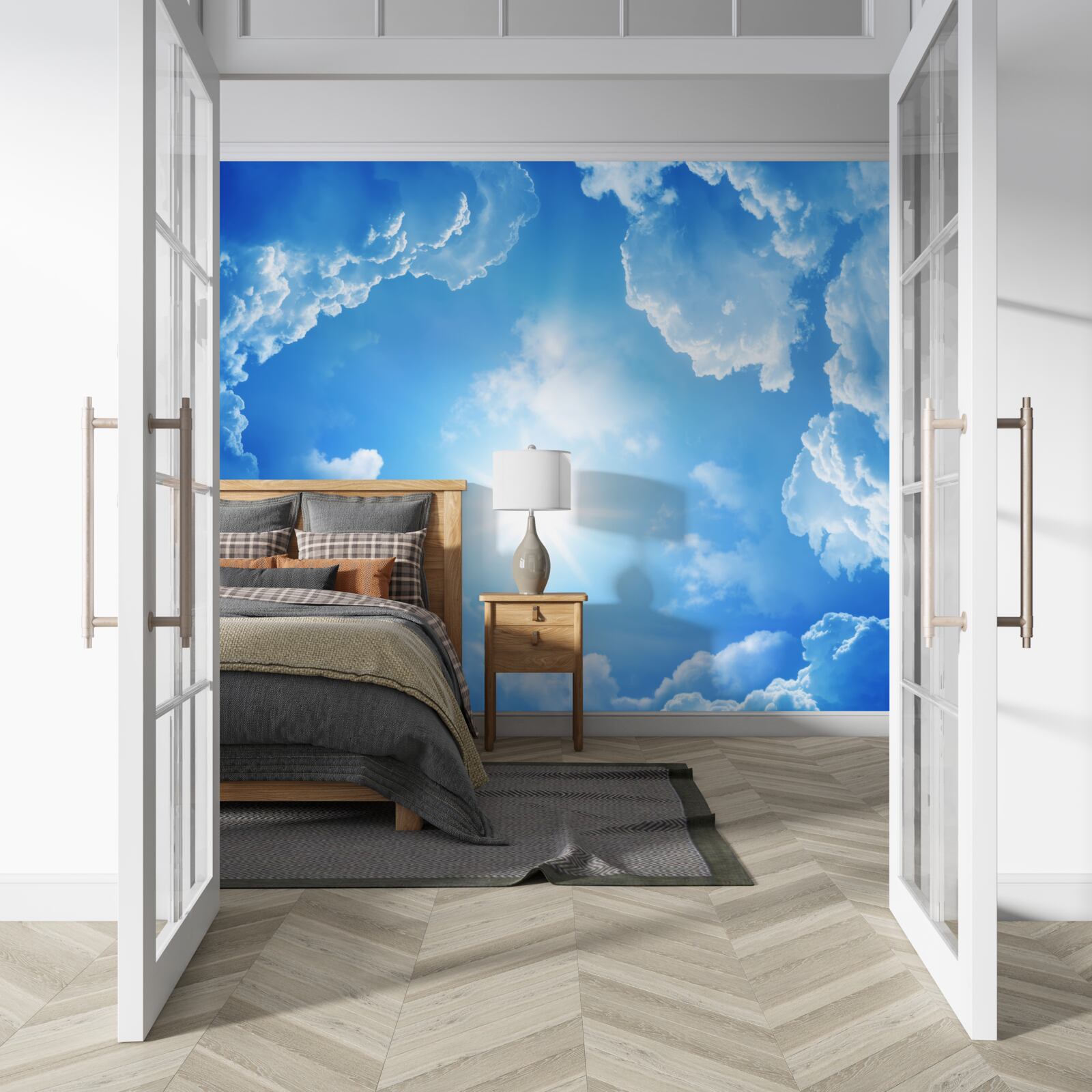 Papier peint nuages et soleil