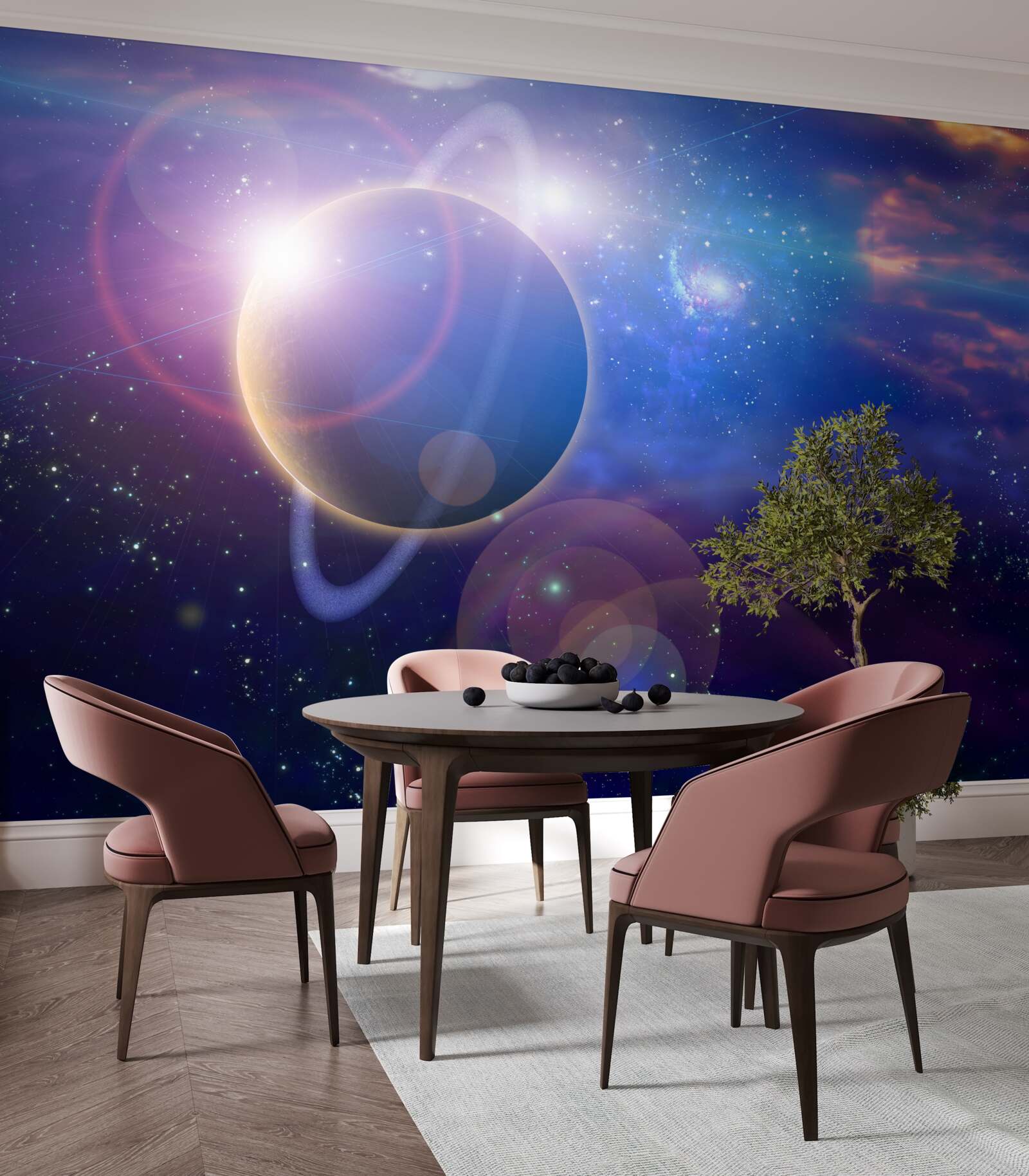 Papier peint reflets de la lumière du soleil dans l'univers