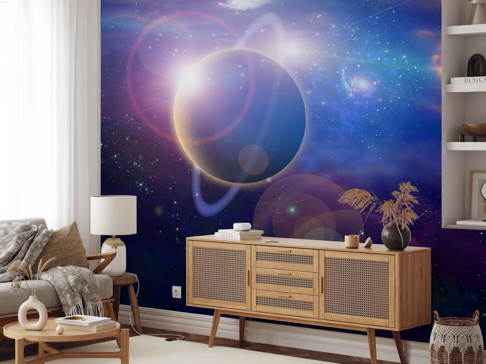Papier peint reflets de la lumière du soleil dans l'univers