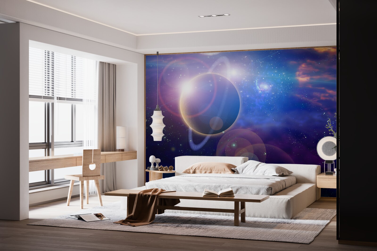Papier peint reflets de la lumière du soleil dans l'univers