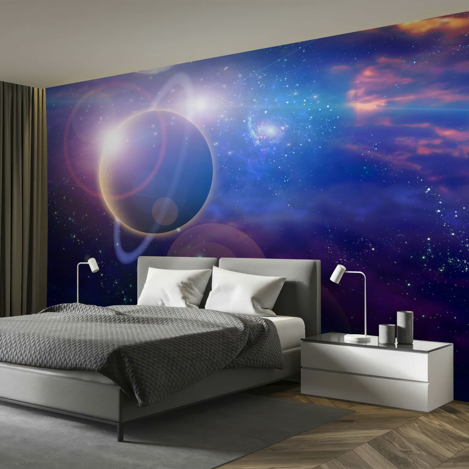 Papier peint reflets de la lumière du soleil dans l'univers