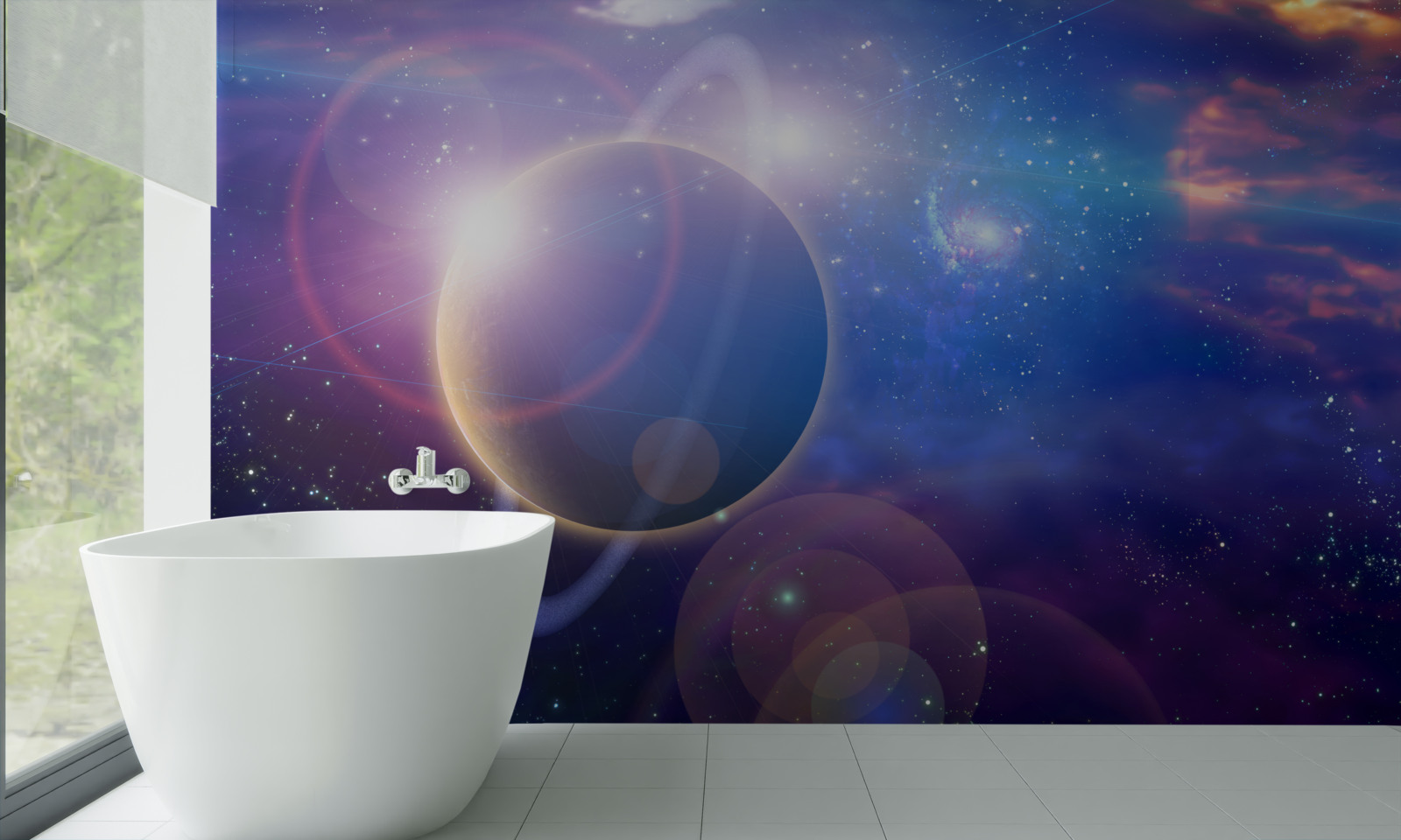Papier peint reflets de la lumière du soleil dans l'univers