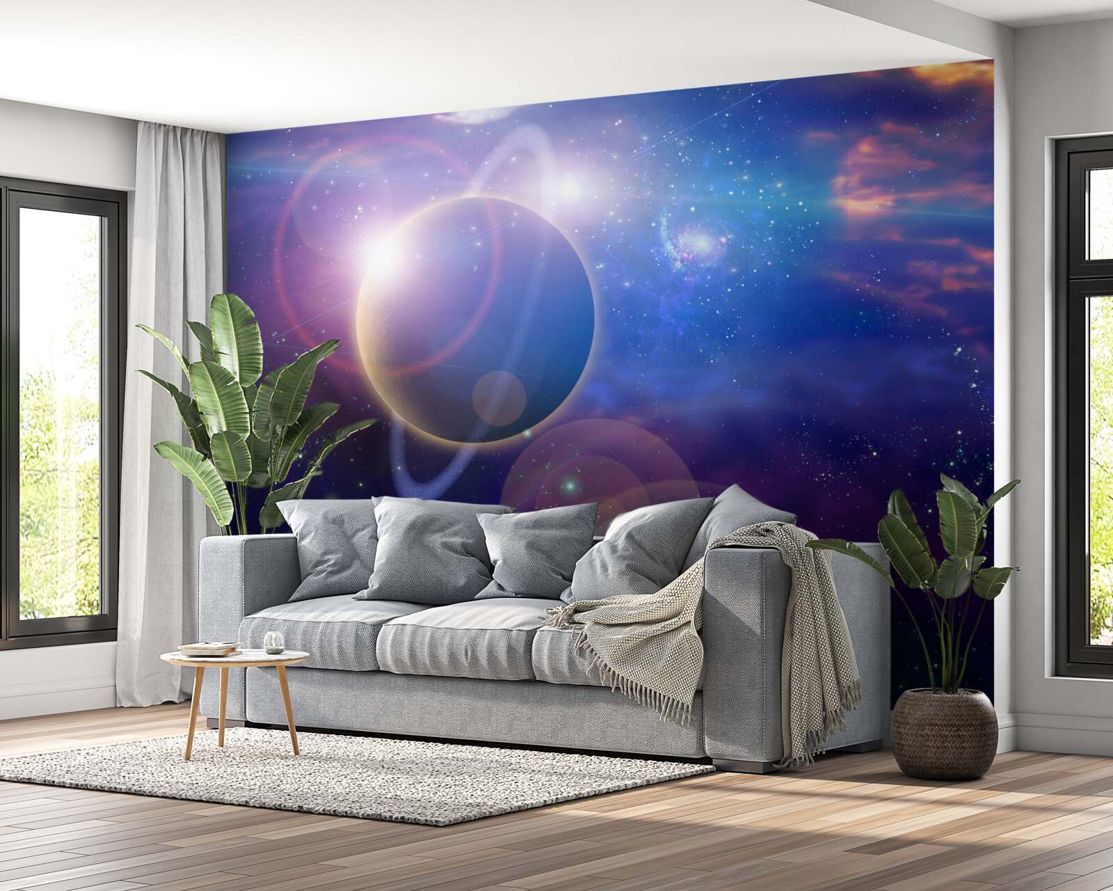 Papier peint reflets de la lumière du soleil dans l'univers