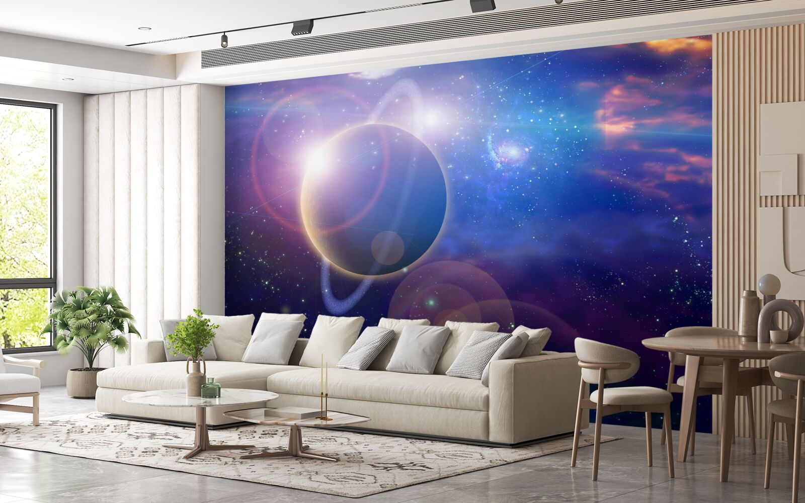 Papier peint reflets de la lumière du soleil dans l'univers