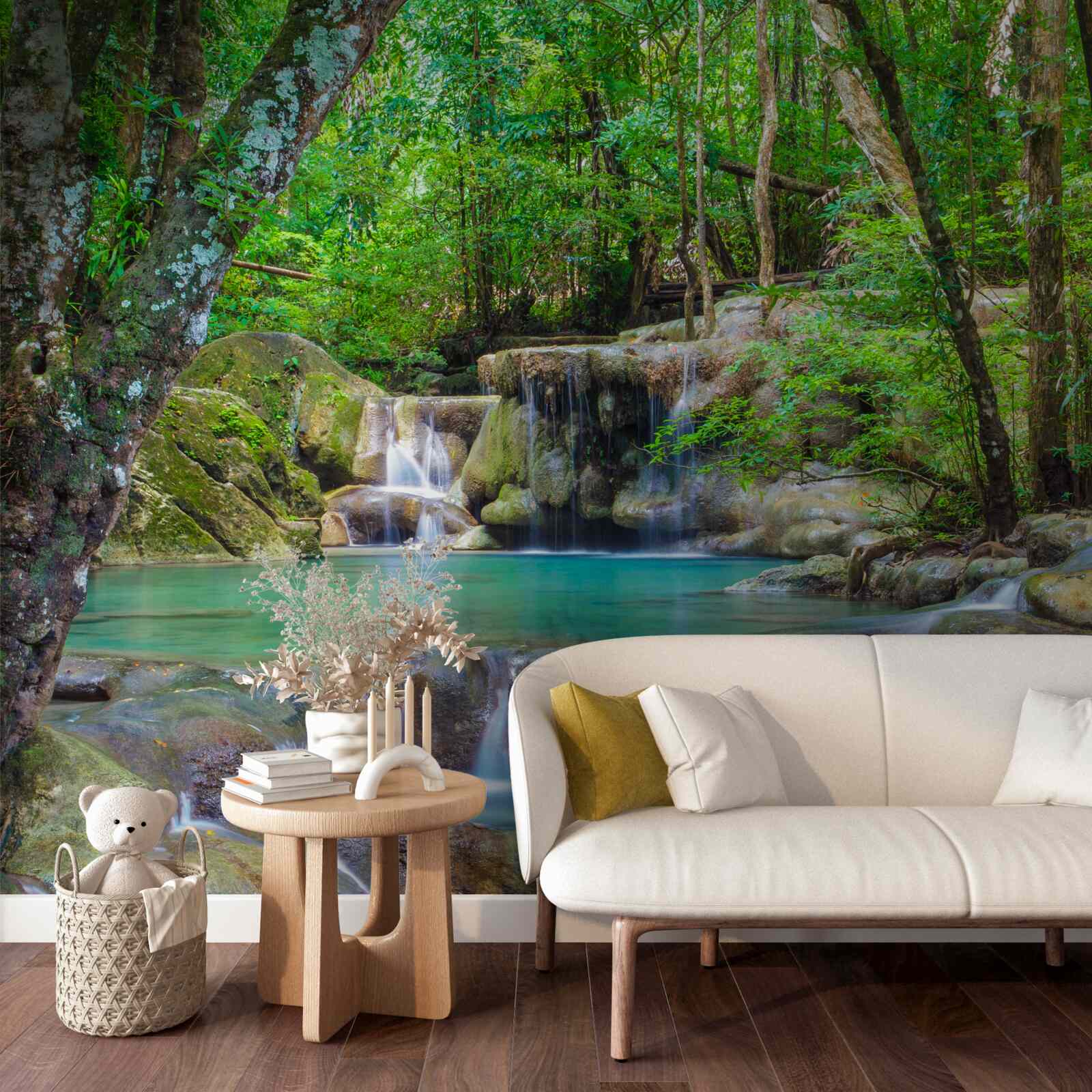 Papier peint petite cascade forestière
