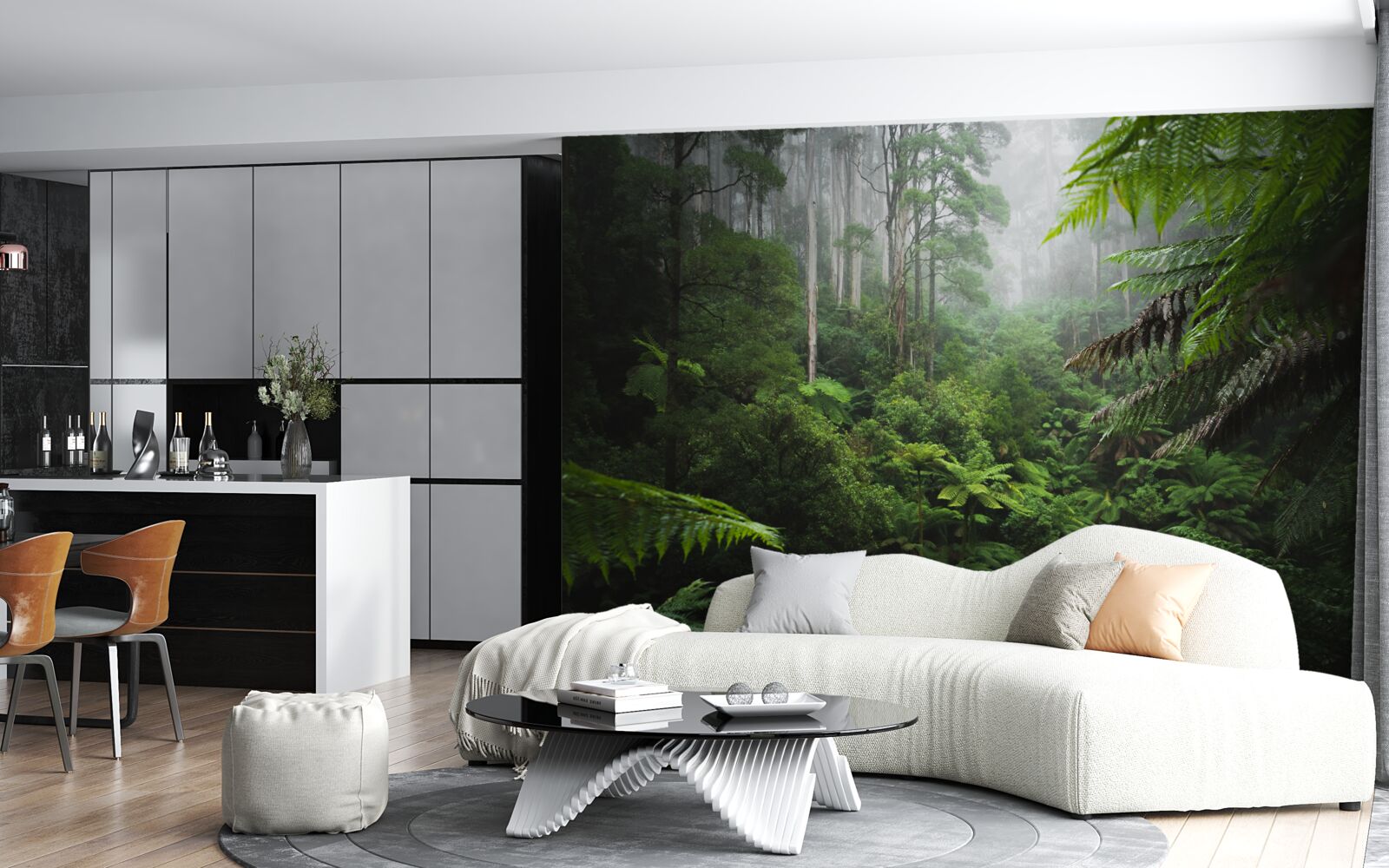 Papier peint forêt dense d'émeraude