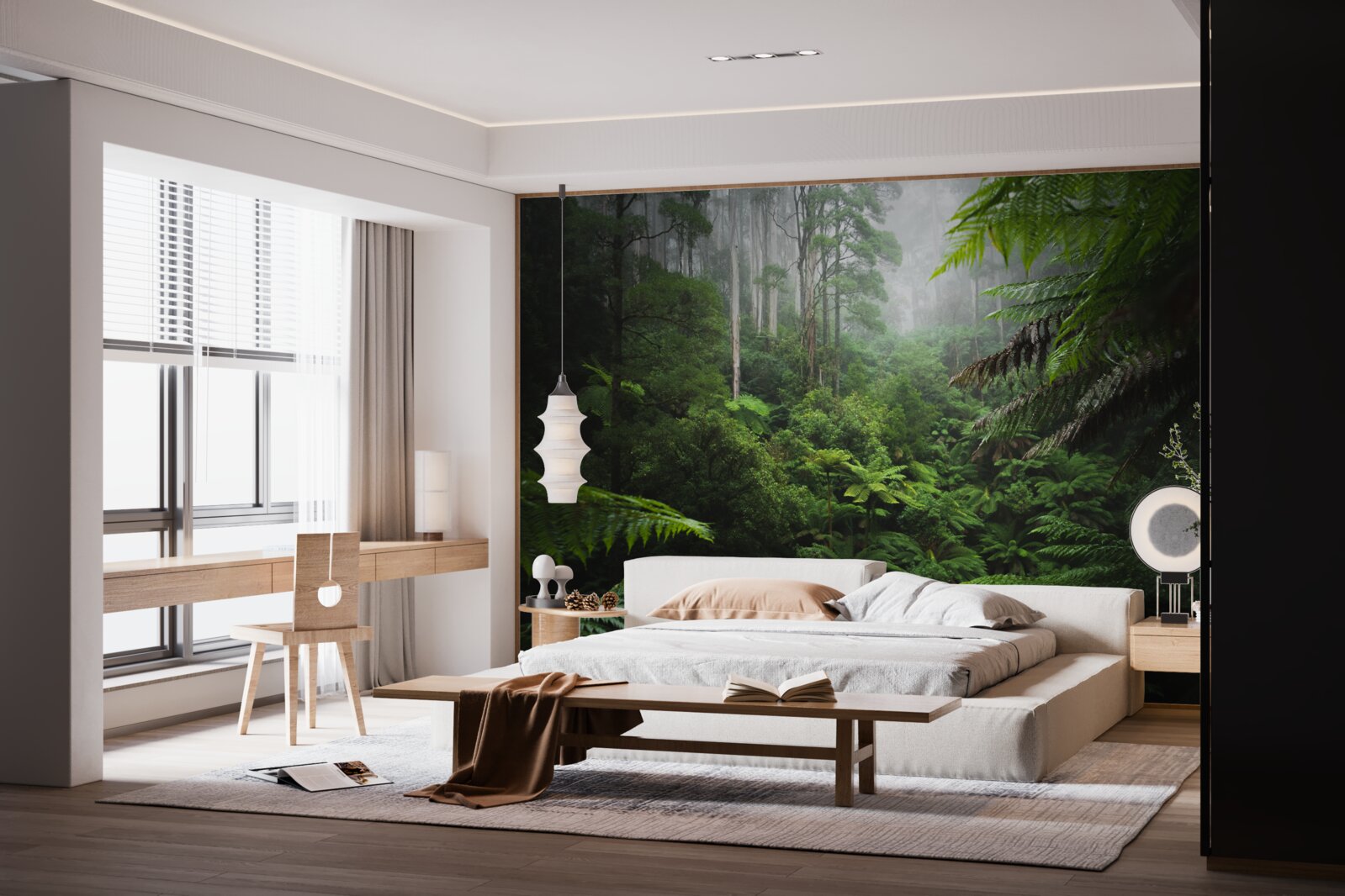 Papier peint forêt dense d'émeraude