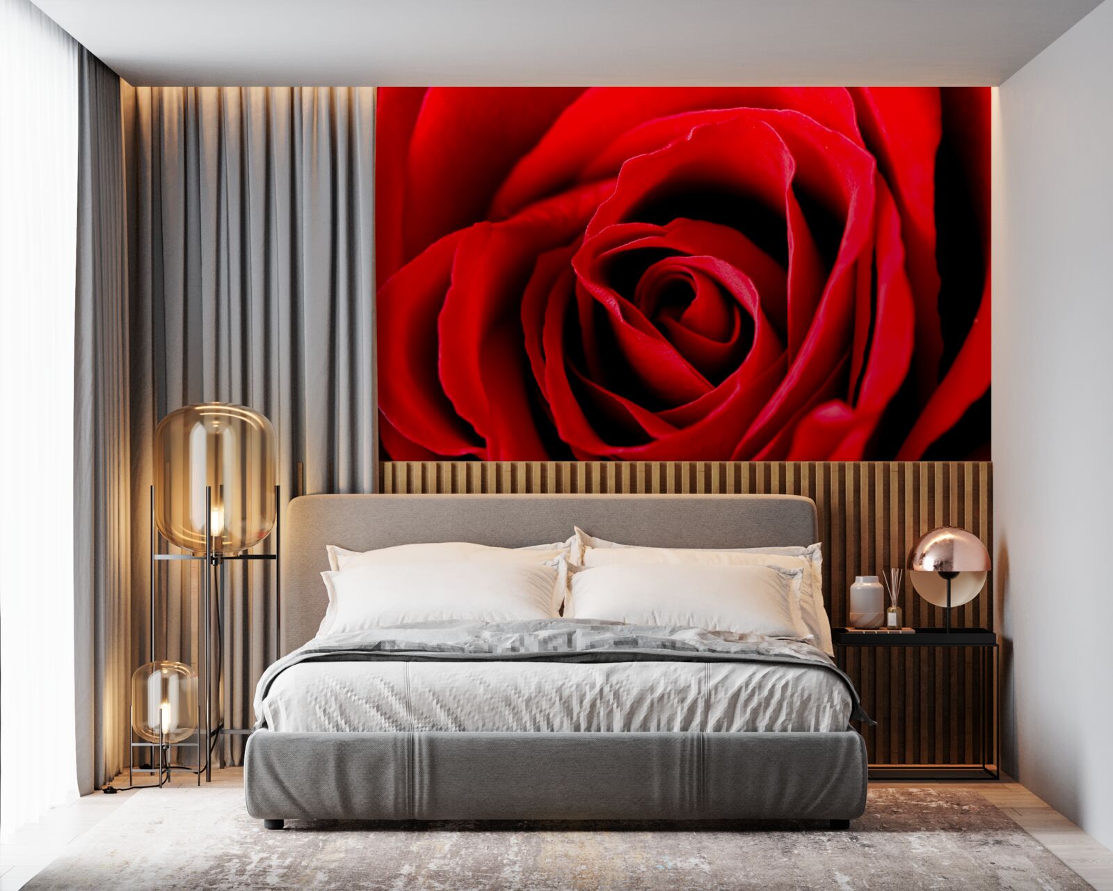 Papier peint photo en gros plan d'une rose rouge