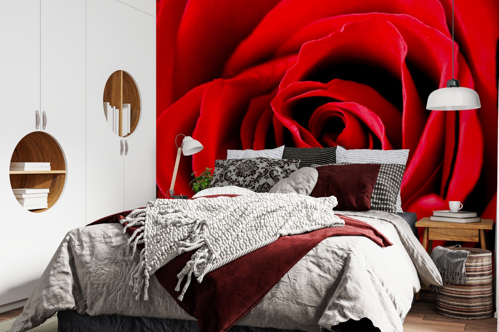 Papier peint photo en gros plan d'une rose rouge