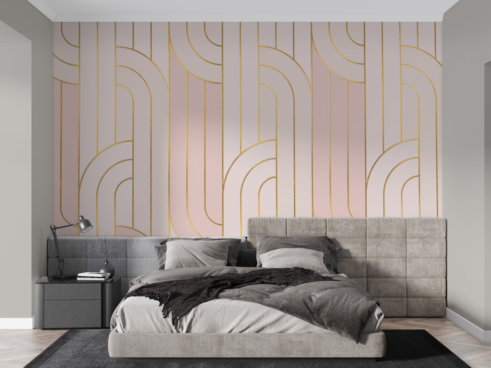 Papier peint lignes roses douces