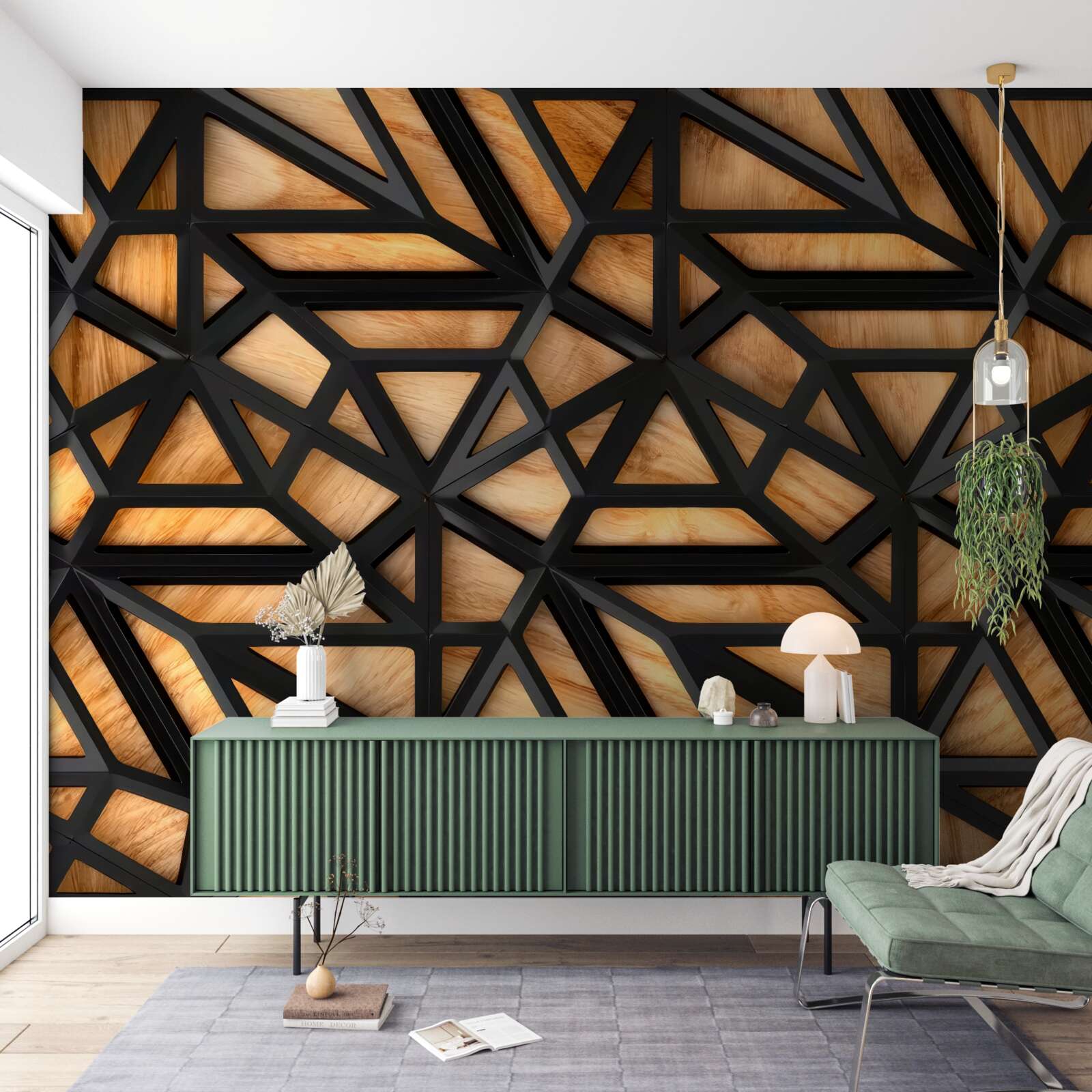 Papier peint lignes sombres sur fond brun