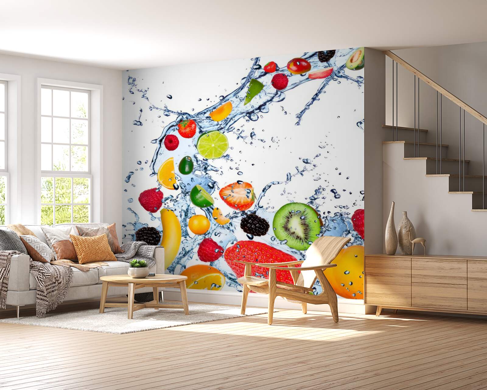 Papier peint couper les fruits et les mettre dans l'eau