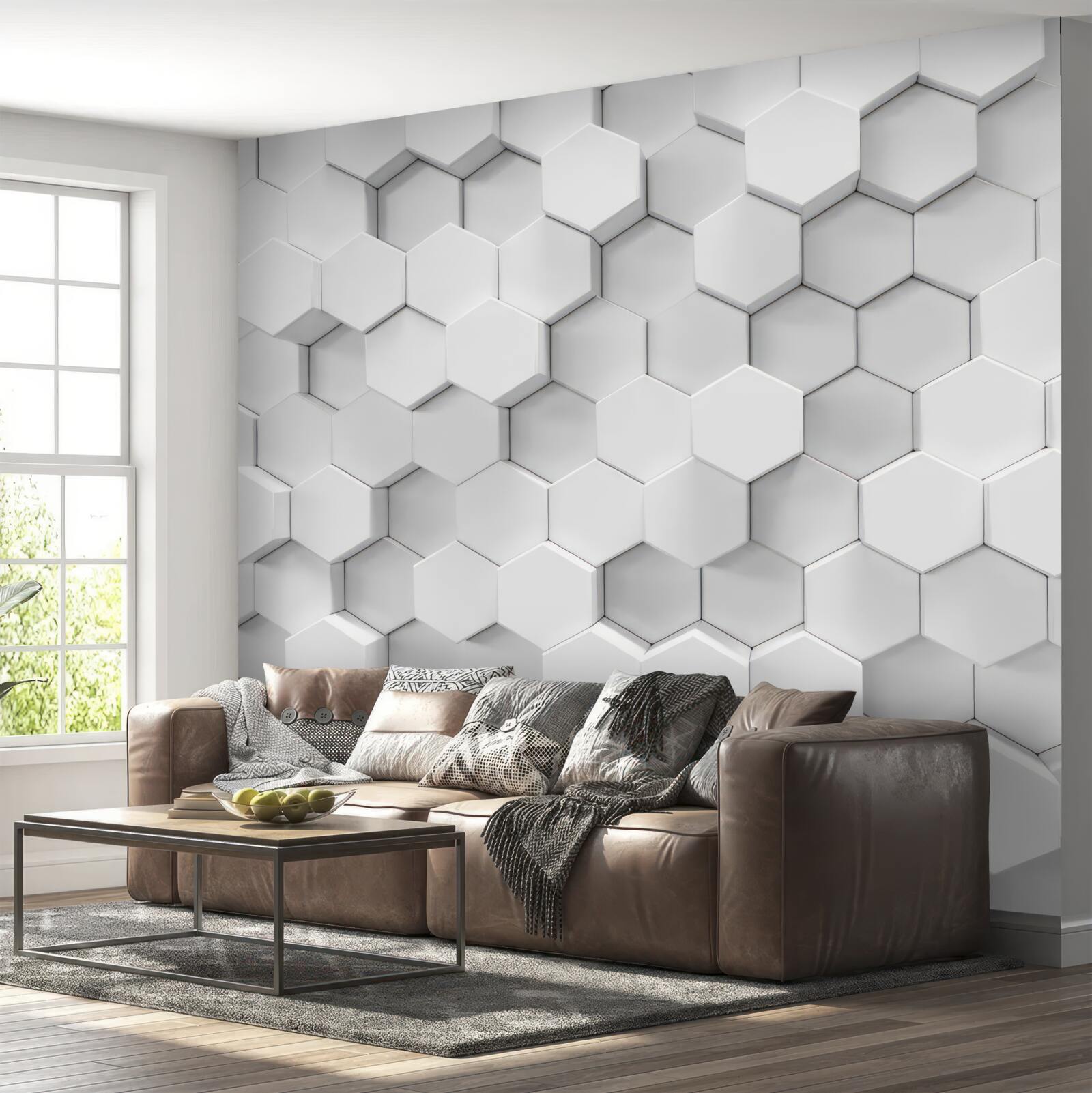 Papier peint de nombreux hexagones blancs