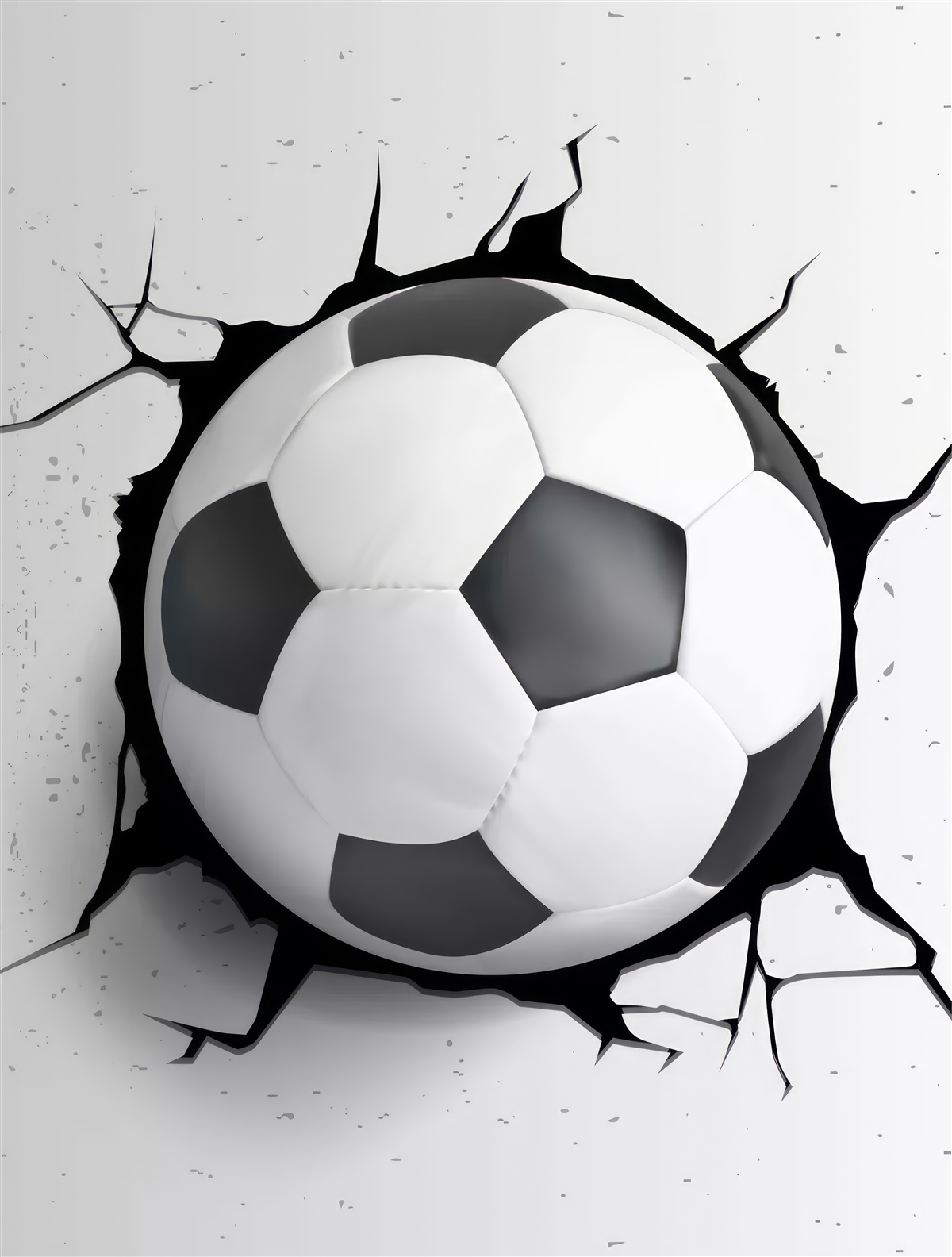 Papier peint un ballon de football dépasse du mur