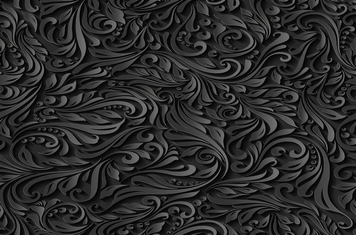 Papier peint boucles noires de formes variées