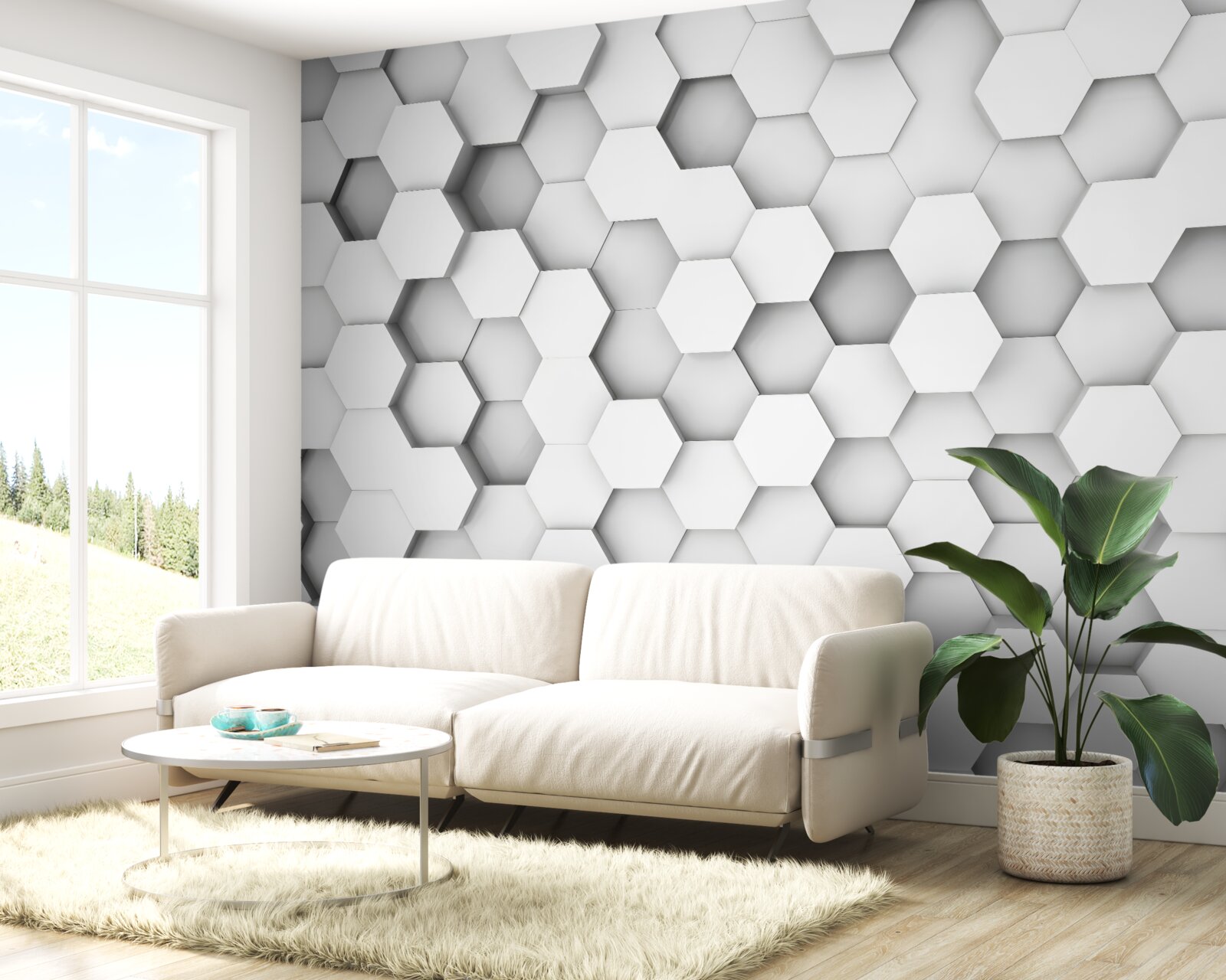 Papier peint fond d'hexagones clairs