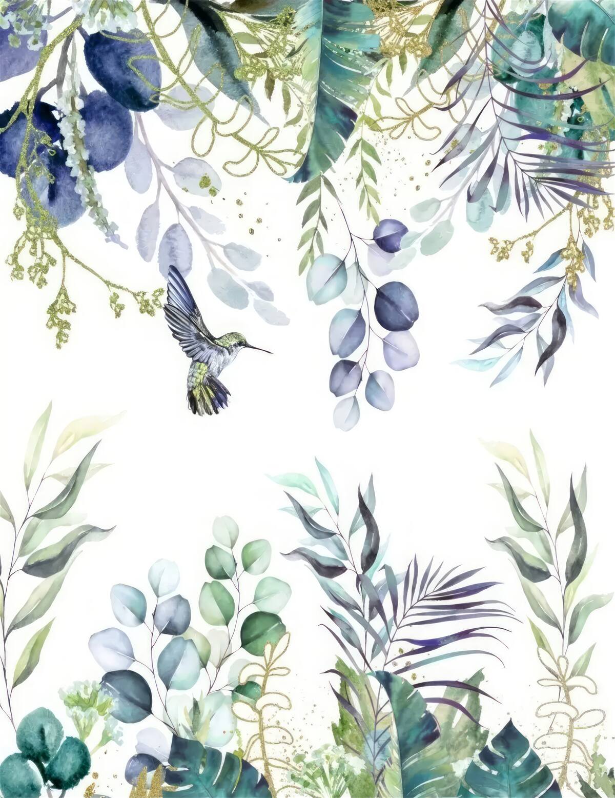Papier peint un colibri s'approche d'une fleur