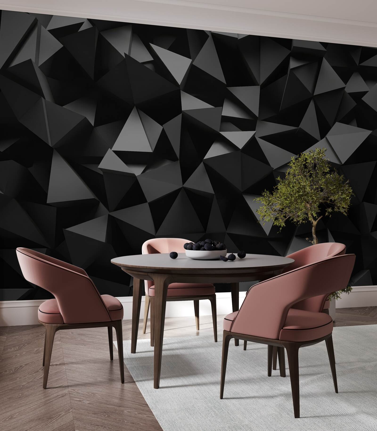 Papier peint formes géométriques en noir