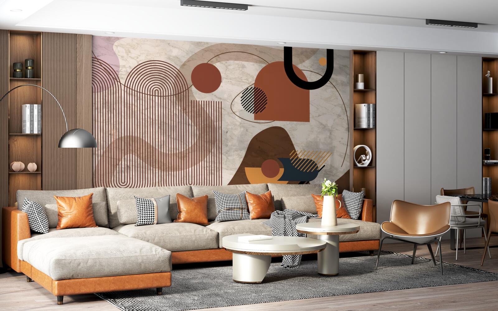 Papier peint couleurs sombres dans un style abstrait
