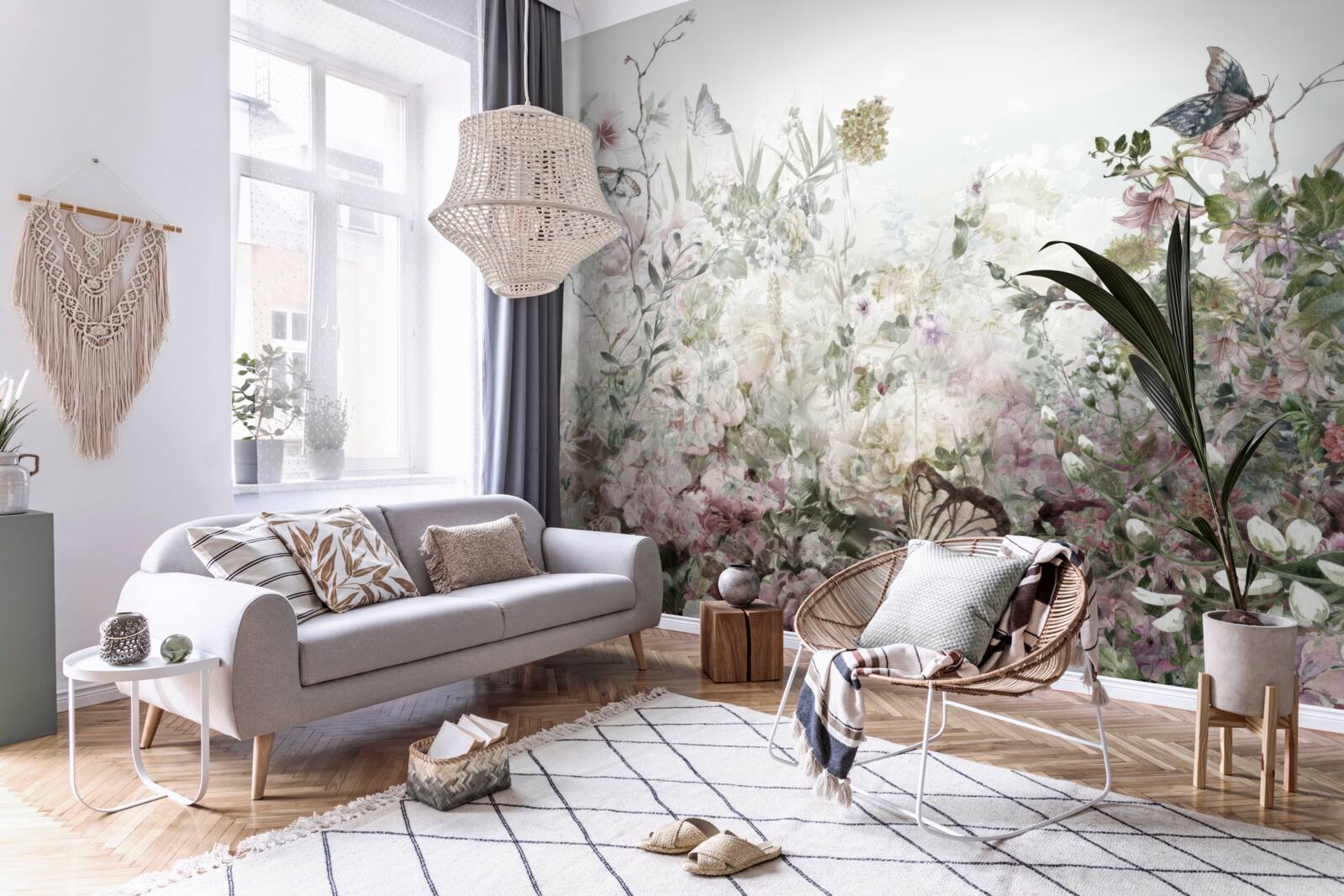 Papier peint les plantes sur lesquelles les papillons s'assoient