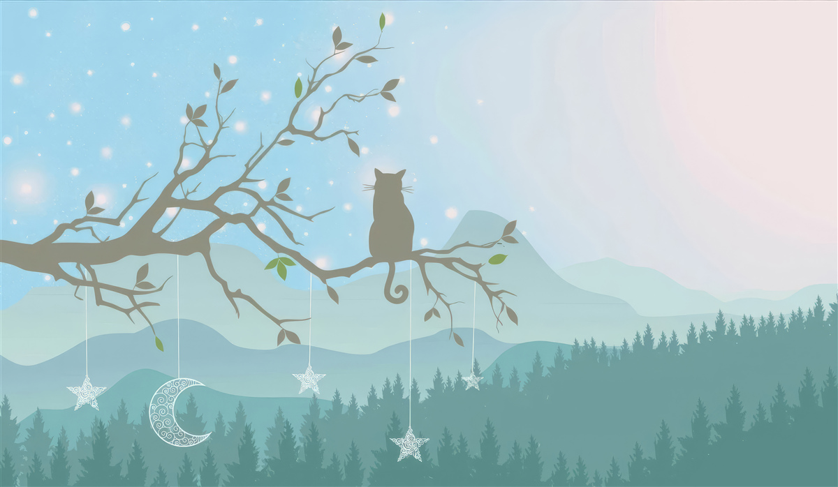 Papier peint un chaton seul est assis sur une branche d'arbre