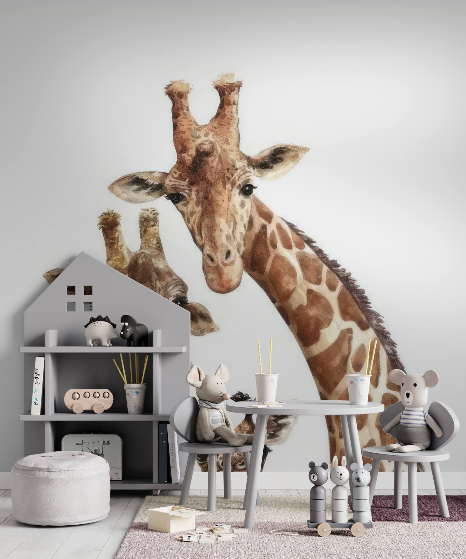 Papier peint famille de girafes