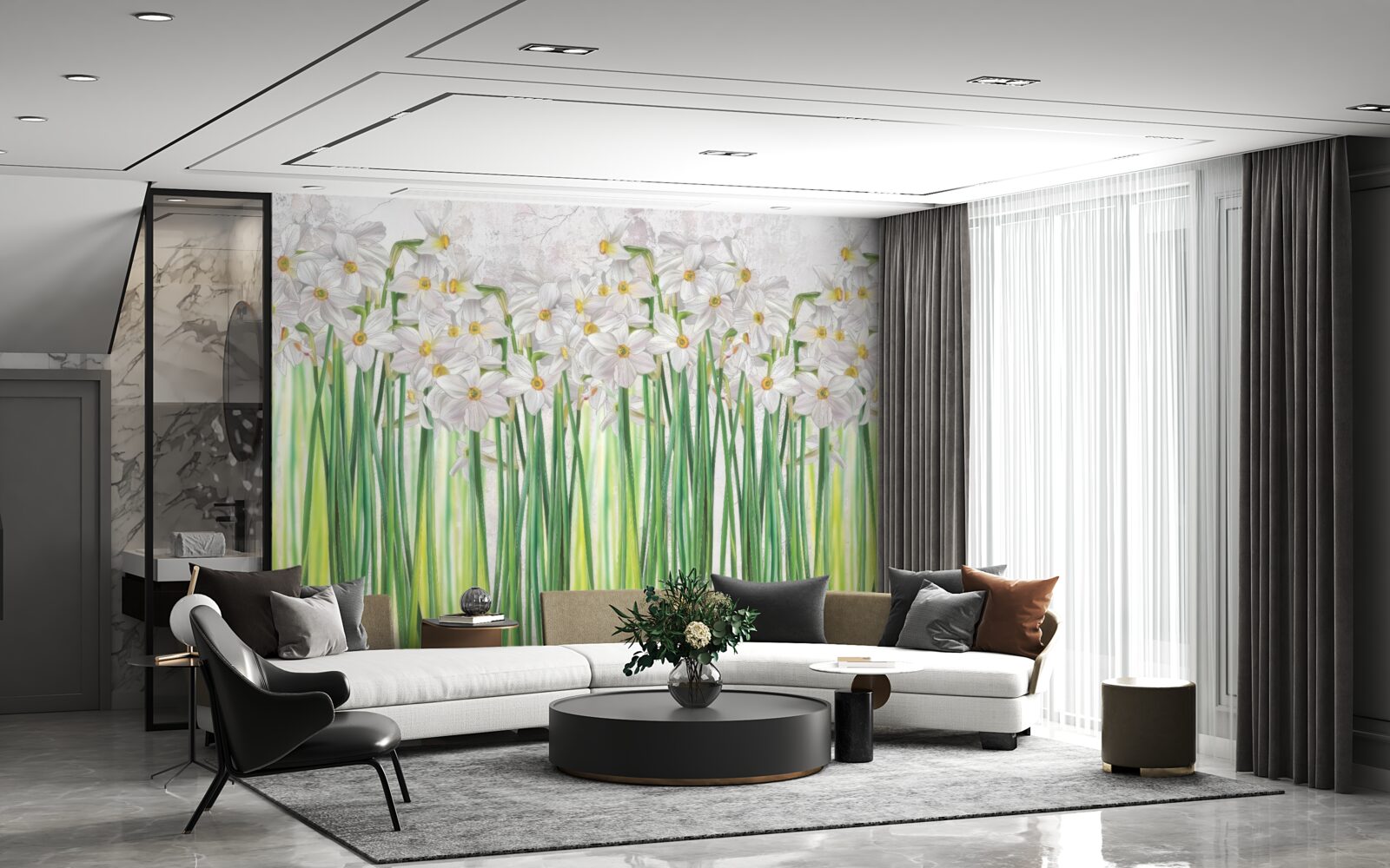 Papier peint les fleurs de jonquilles sont blanches