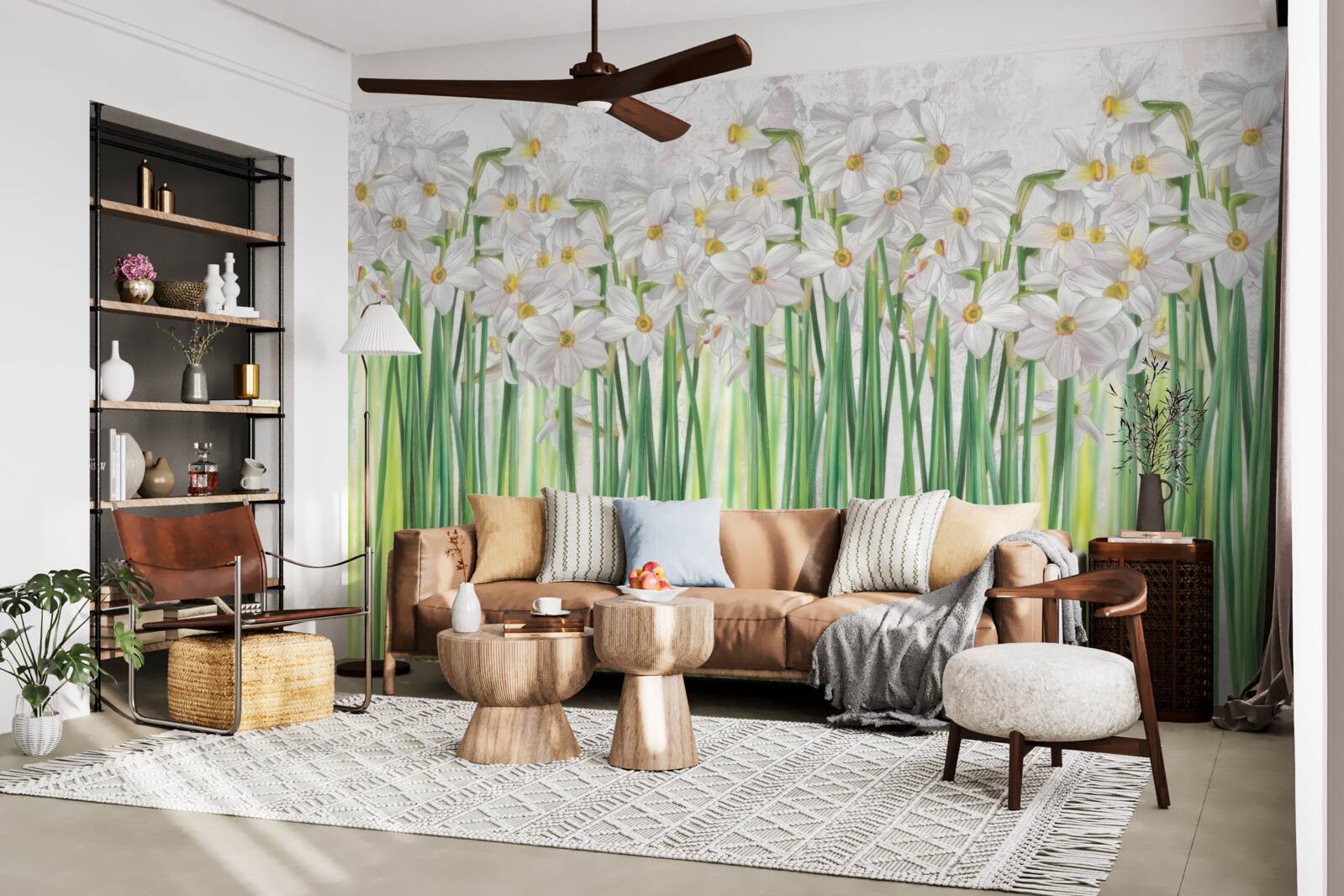 Papier peint les fleurs de jonquilles sont blanches