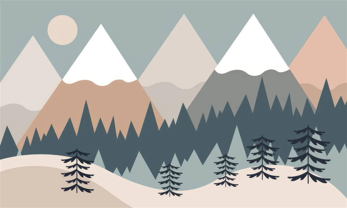 Papier peint Clair de lune sur les montagnes