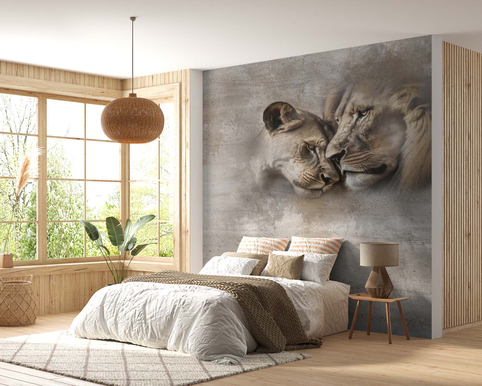 Papier peint paire de lions