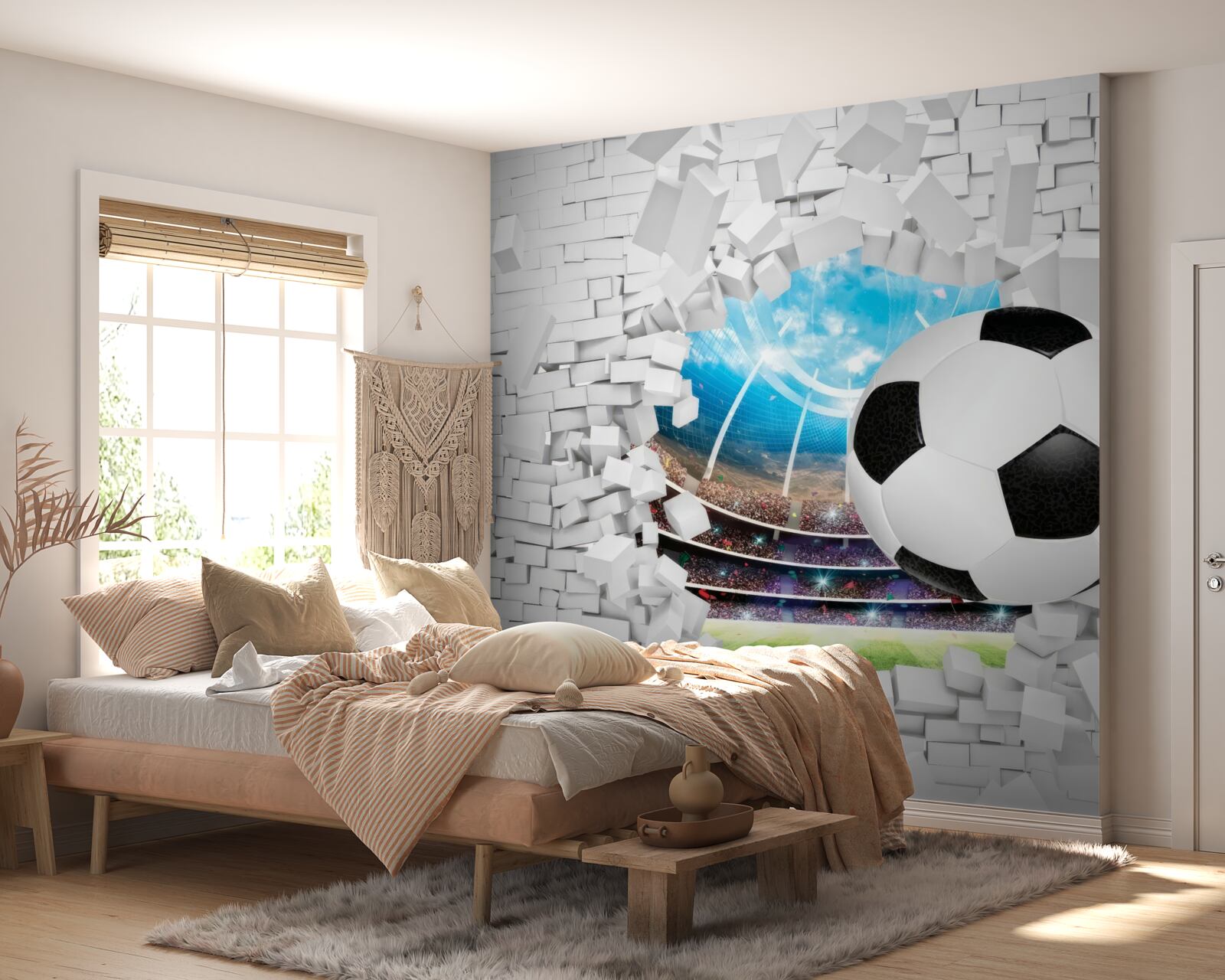 Papier peint terrain et ballon de football