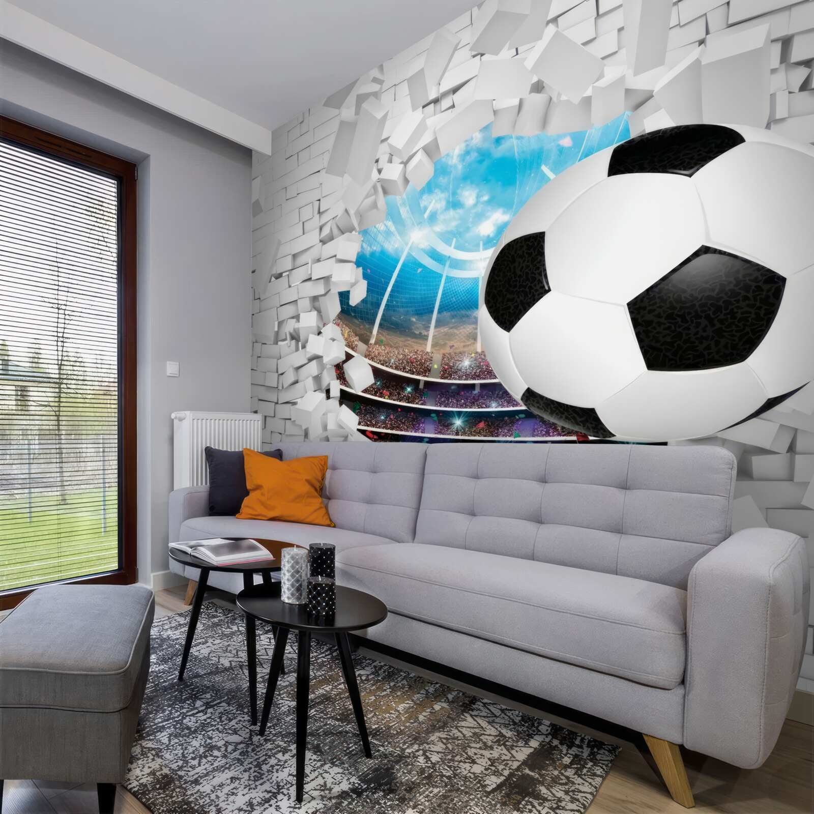 Papier peint terrain et ballon de football