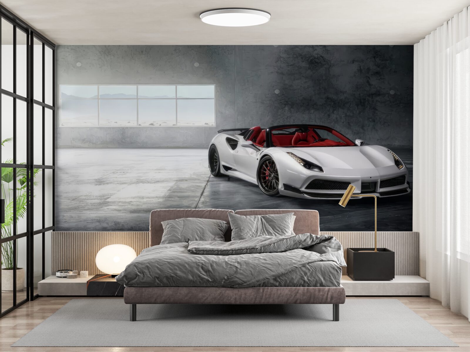Papier peint cabriolet sport blanc