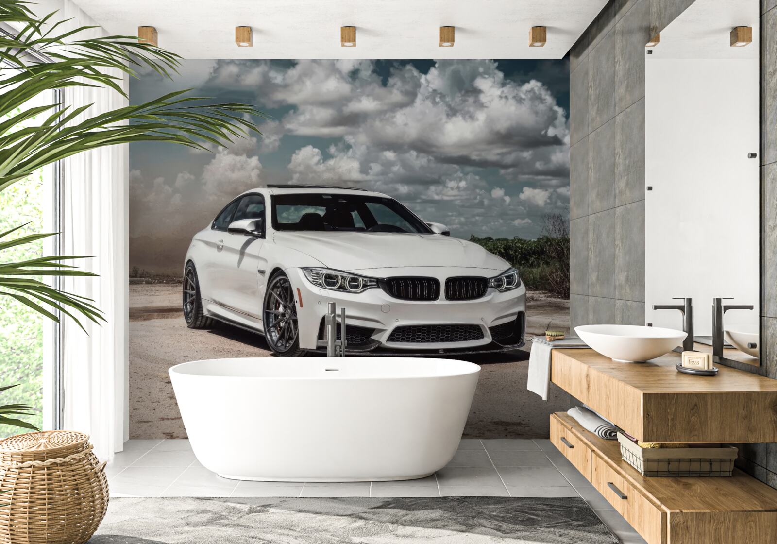Papier peint la voiture est blanche