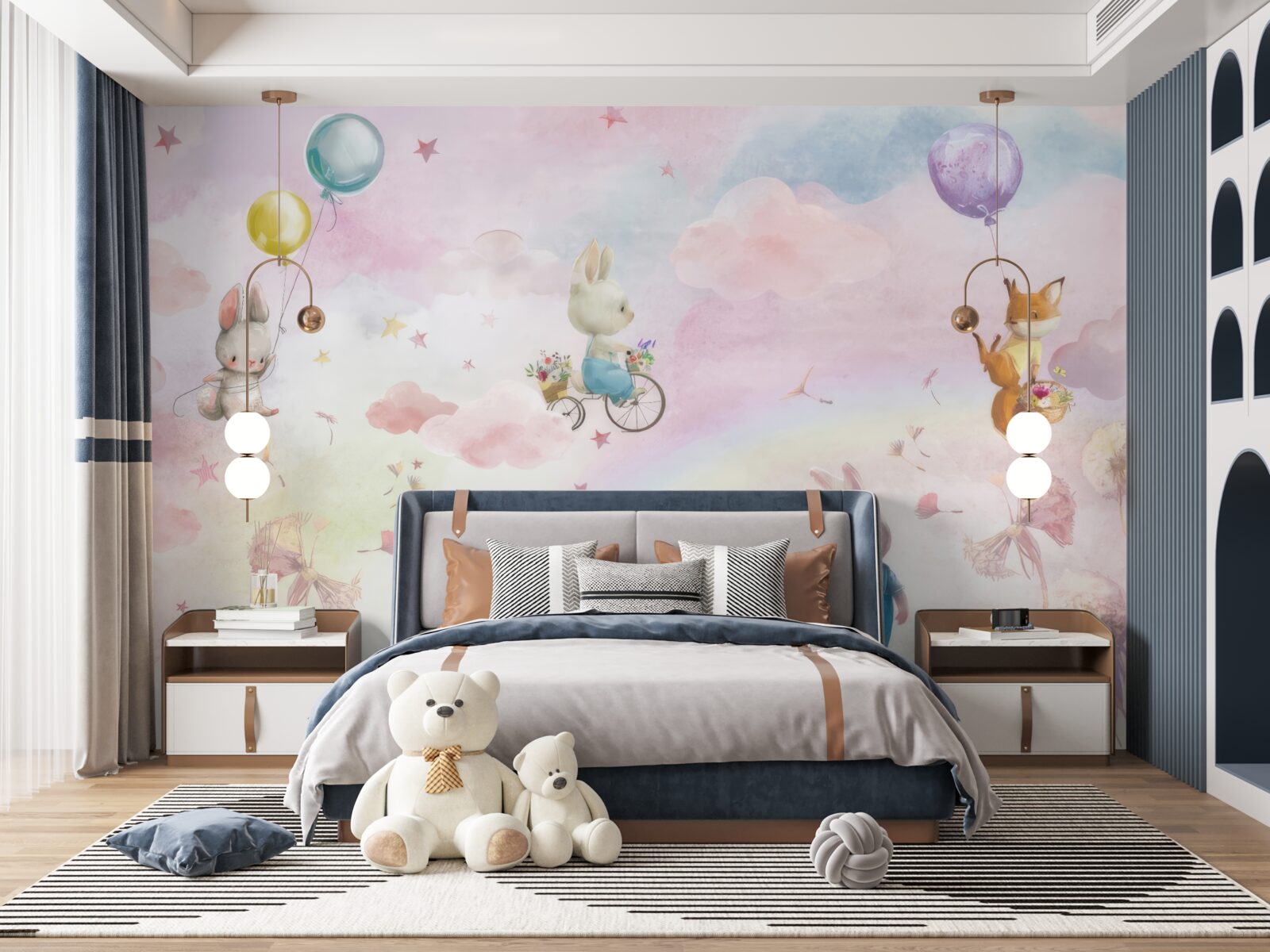Papier peint des lapins et un petit renard
