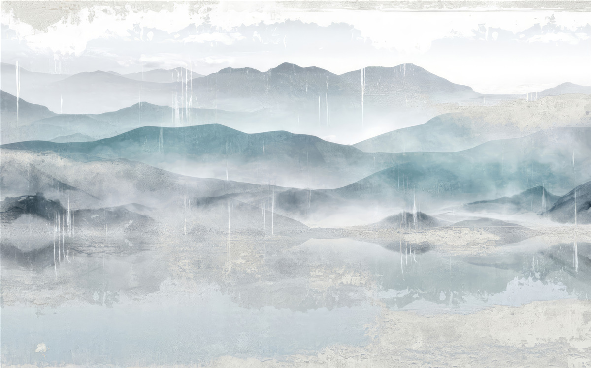 Papier peint contours flous des montagnes