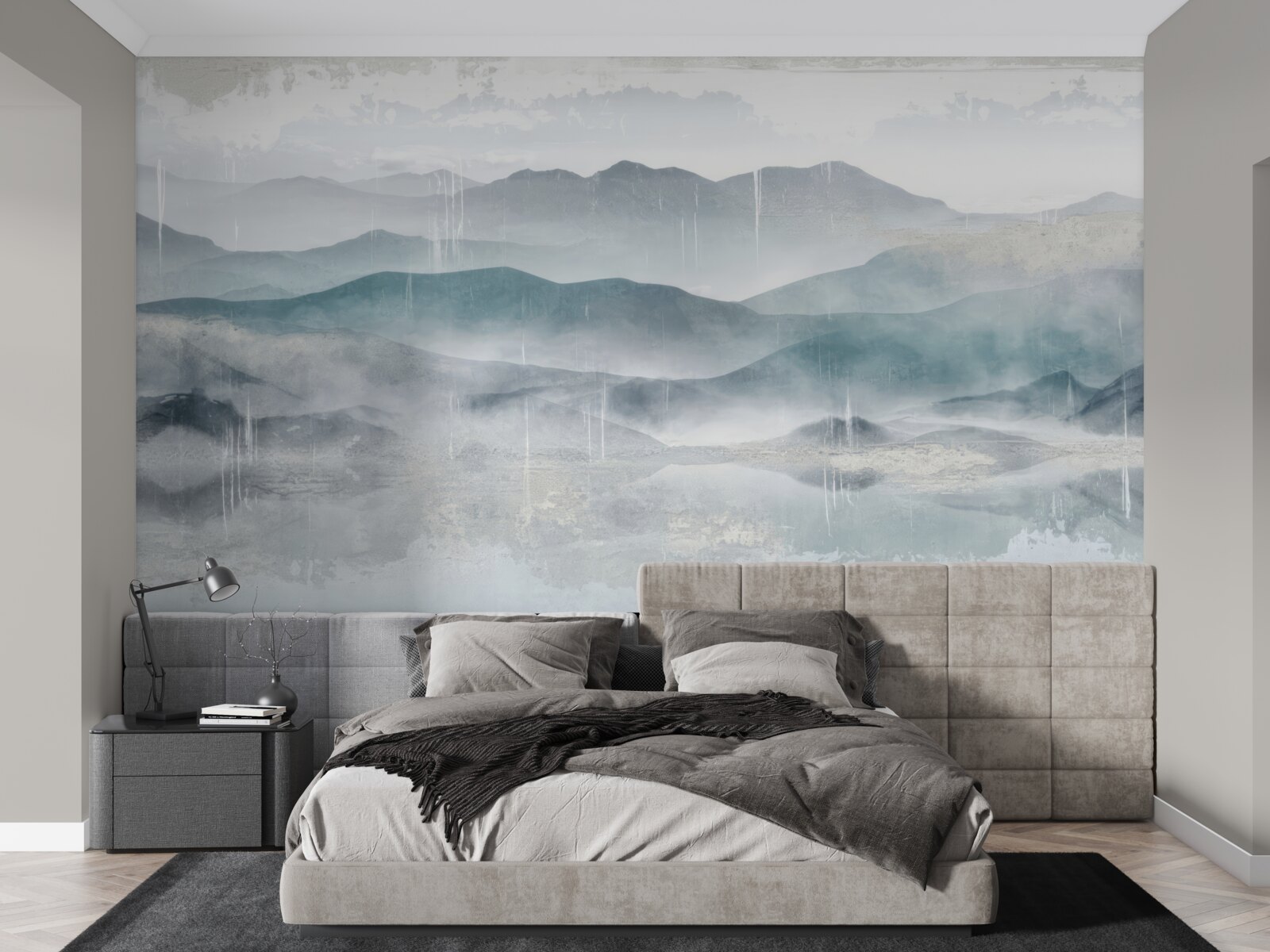 Papier peint contours flous des montagnes