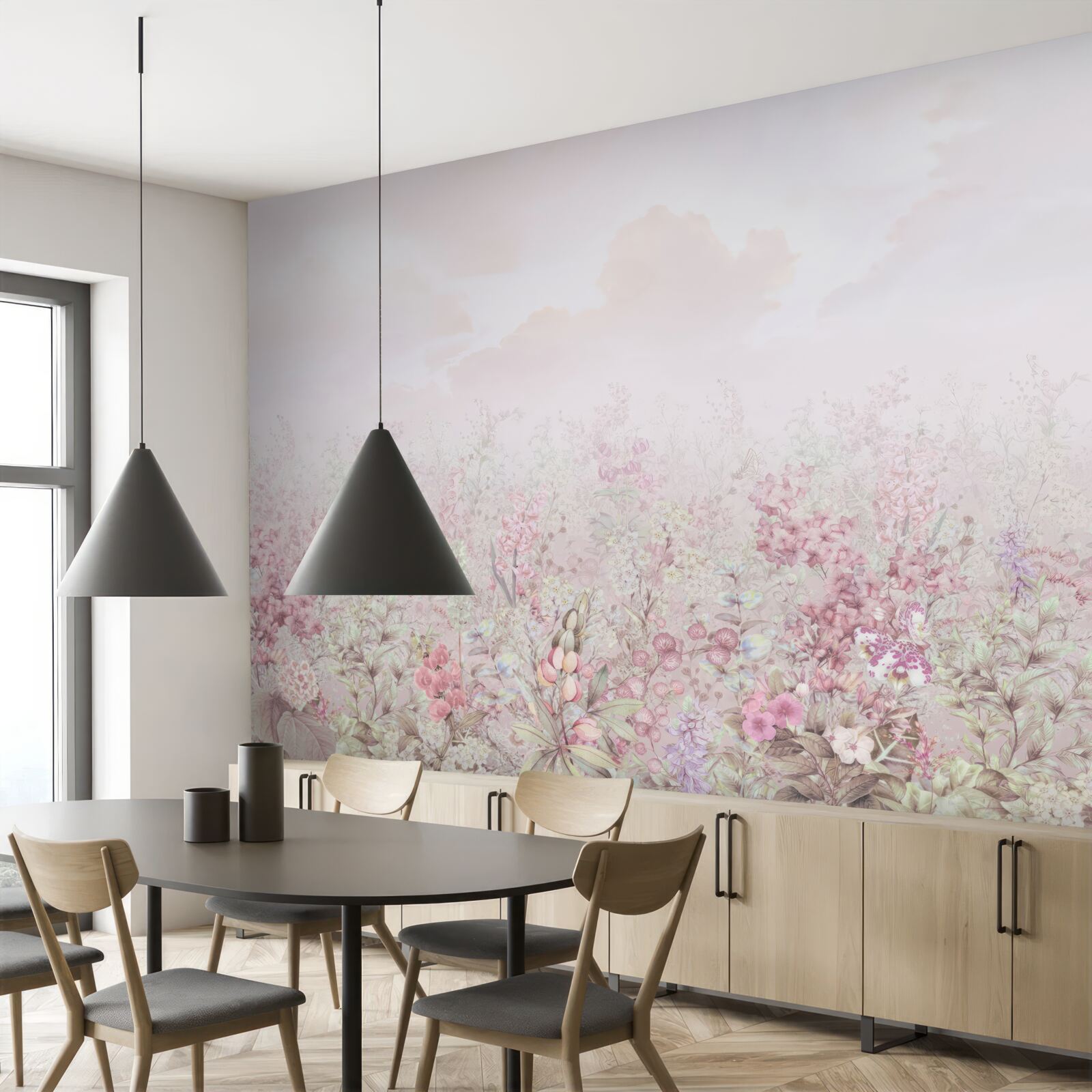 Papier peint Une prairie parsemée de fleurs