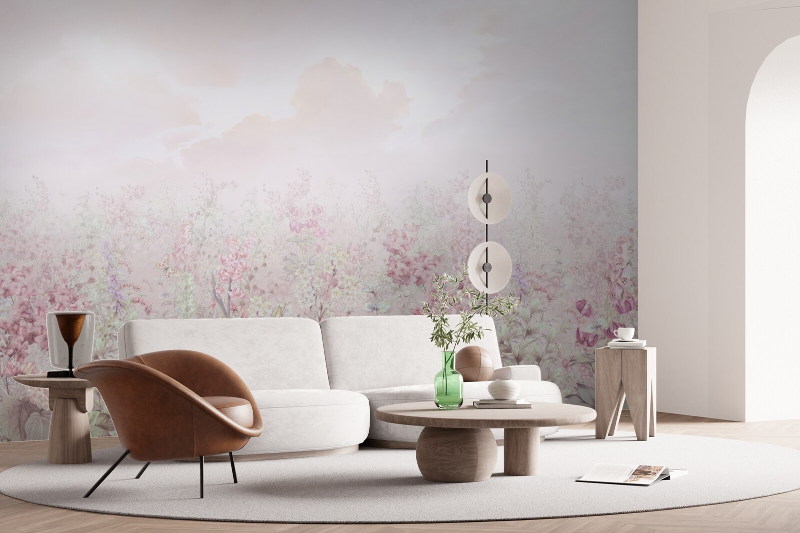 Papier peint Une prairie parsemée de fleurs