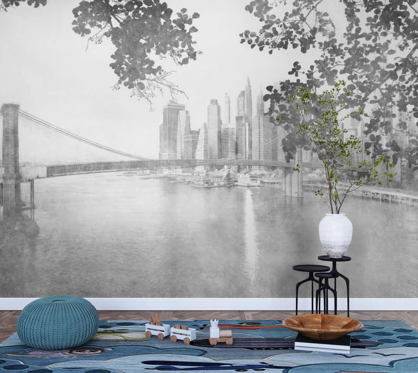 Papier peint noir et blanc new york