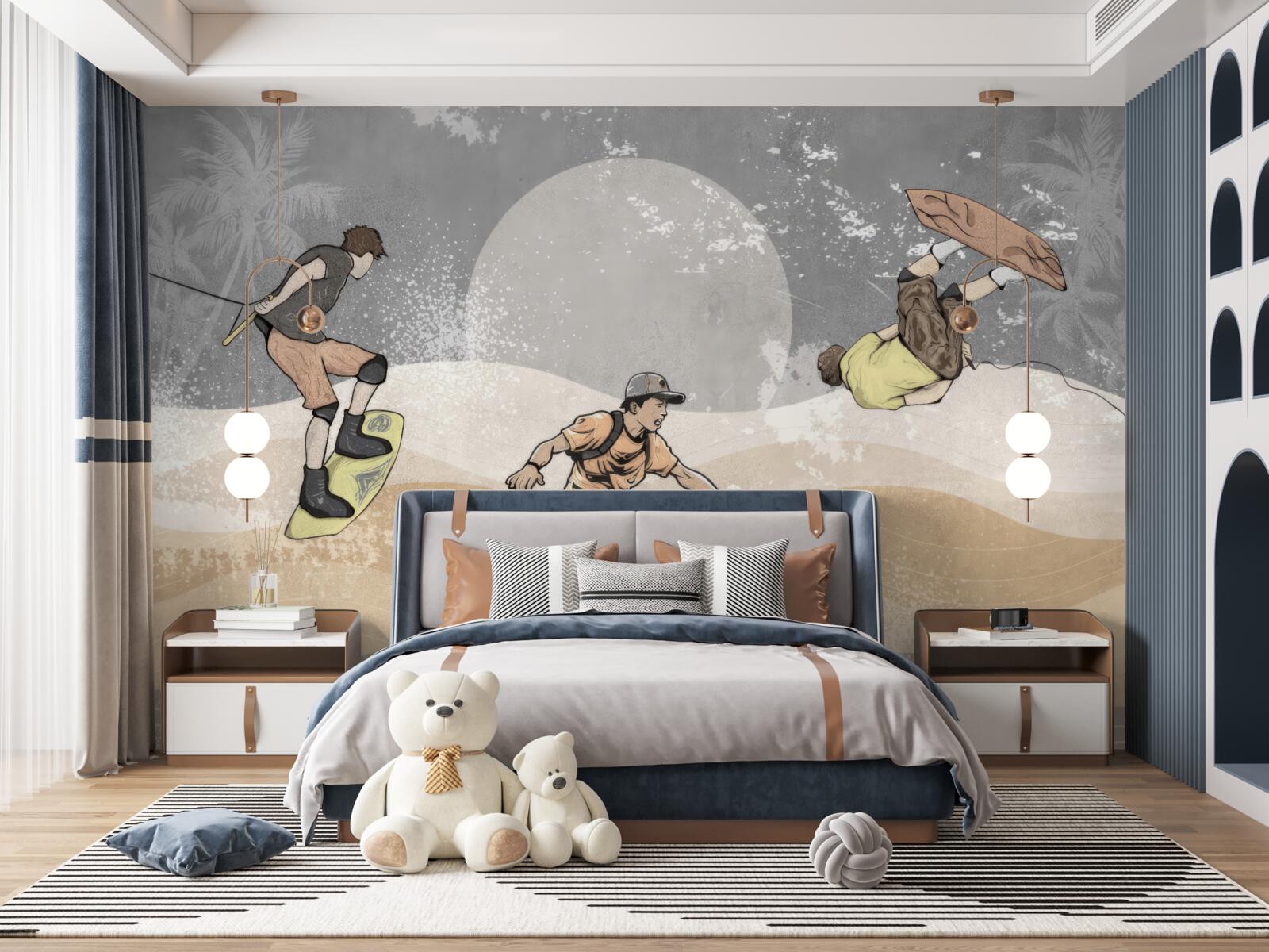 Papier peint Les snowboarders s'amusent